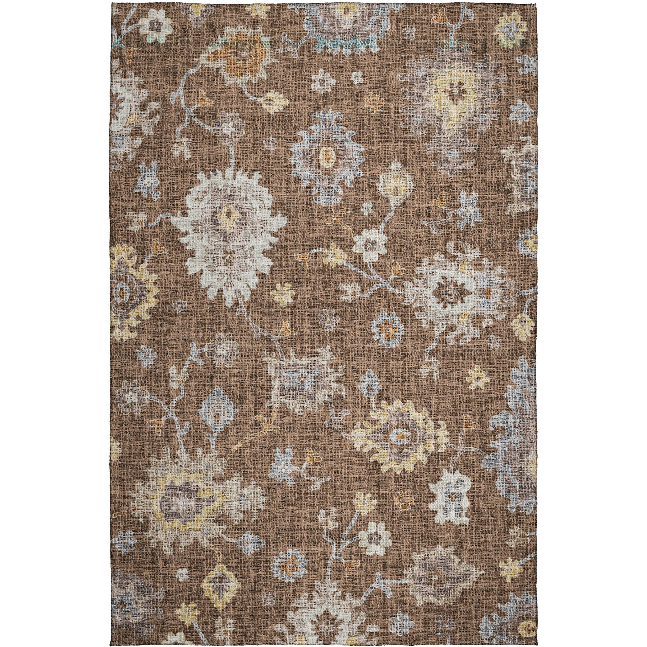 Luxury Washable Indoor/Outdoor Transitional PO6 Chocolate Brown Rug 2'6" x 3'10" #shape_Rectangle