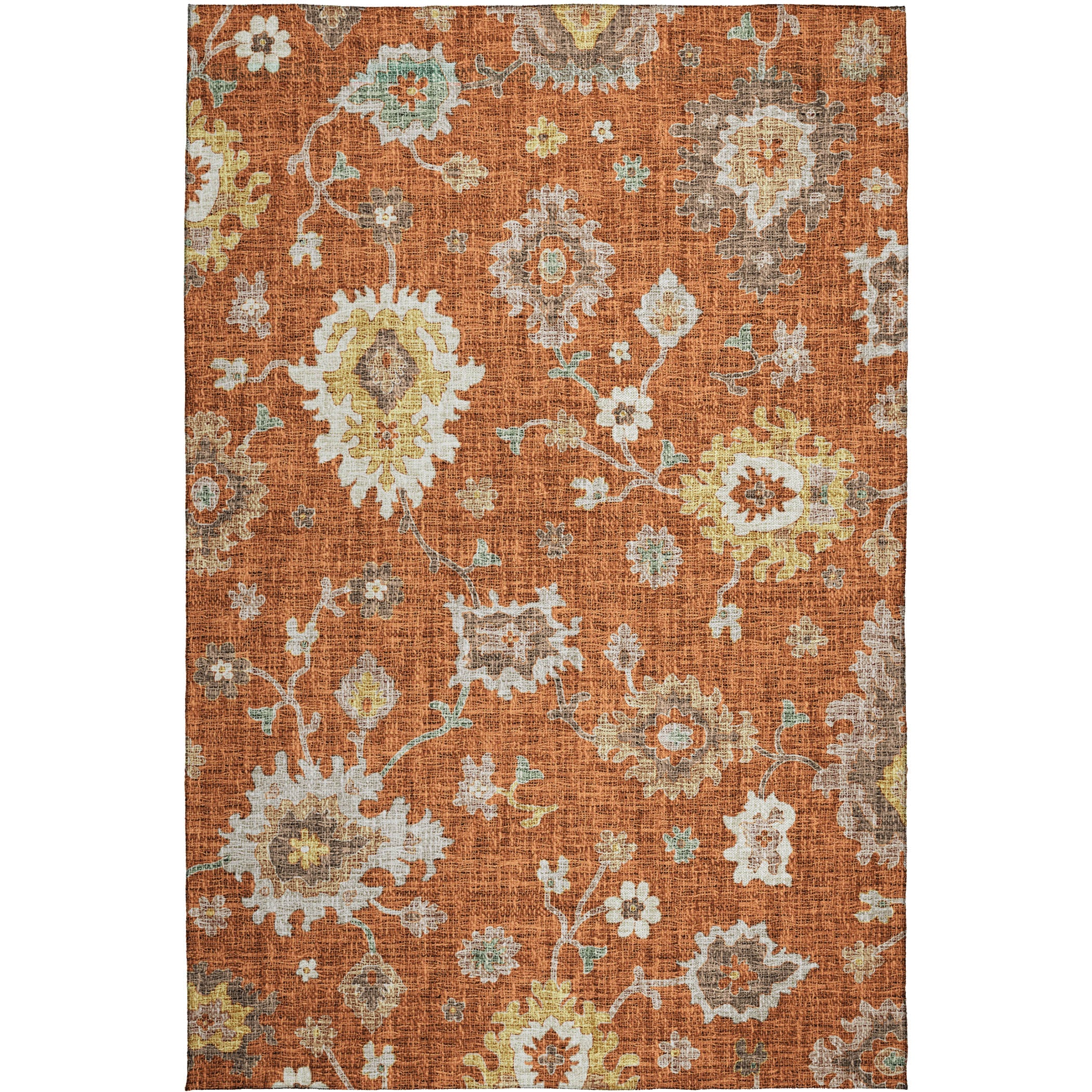 Luxury Washable Indoor/Outdoor Transitional PO6 Paprika Orange Rug 2'6" x 3'10" #shape_Rectangle