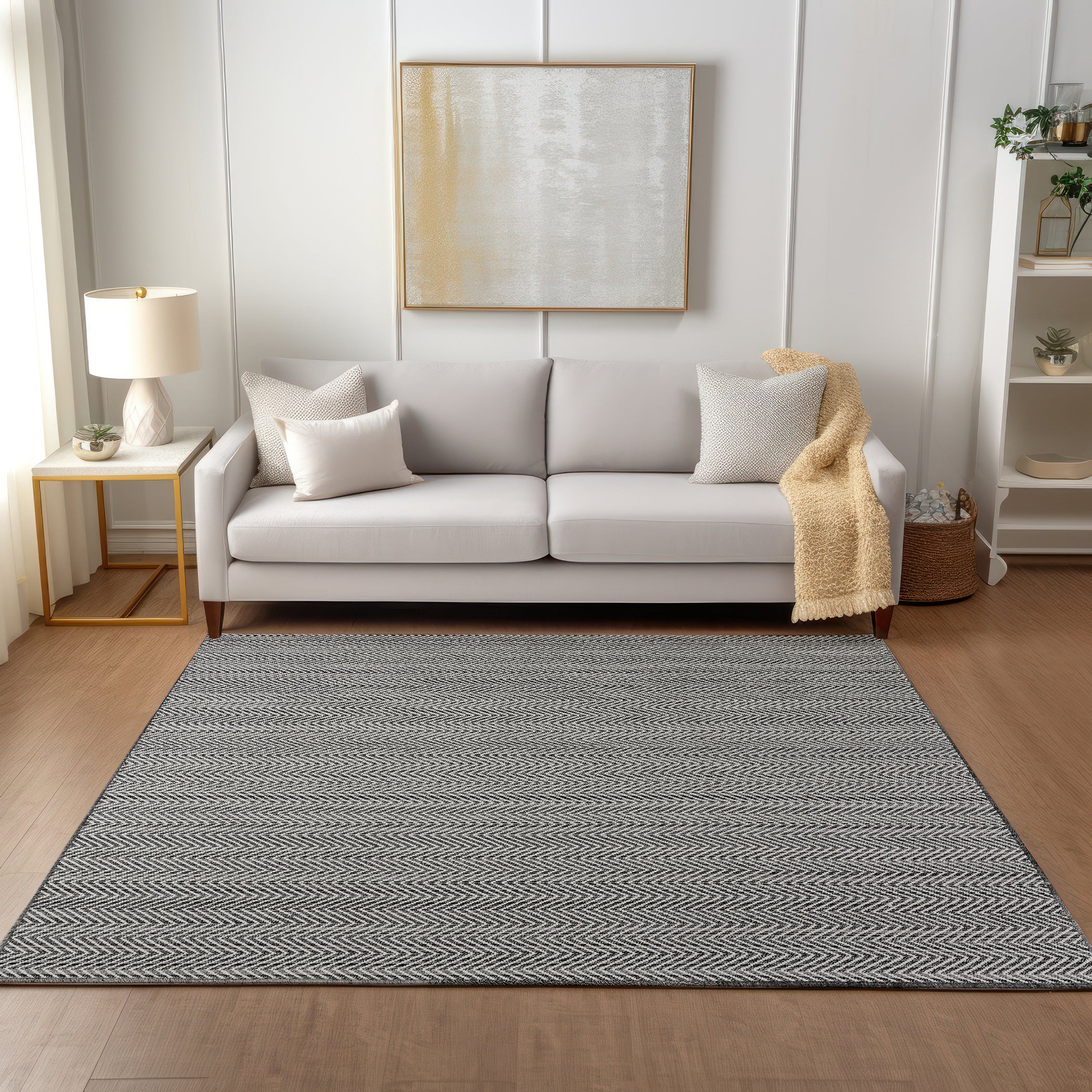 Casual PV2 Charcoal Black Rug 2' x 3' #shape_Rectangle
