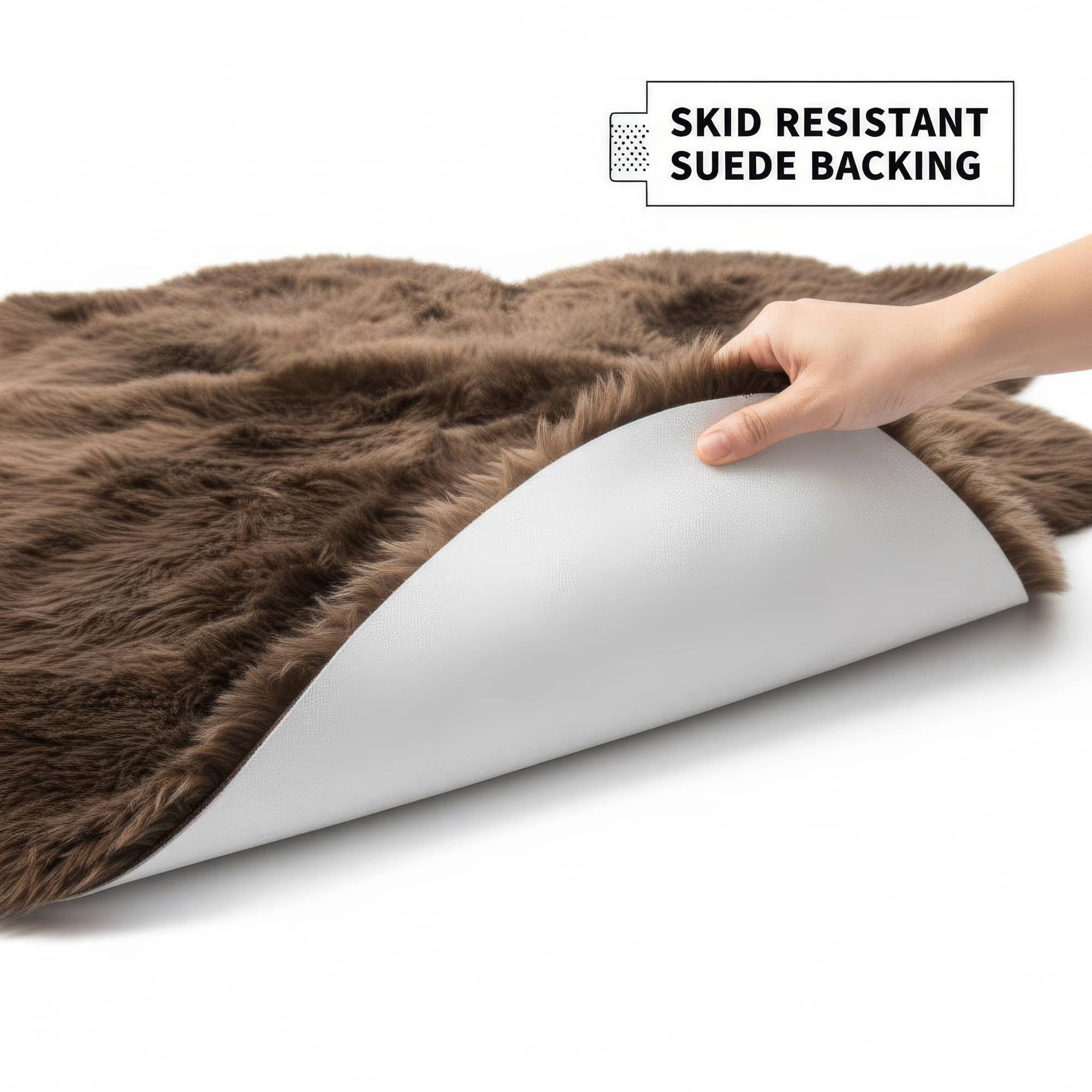 Natural Dark Brown Sheepskin Rug Shearling Fur Pelt - Ethically Sourced - Oeko Tex Certified