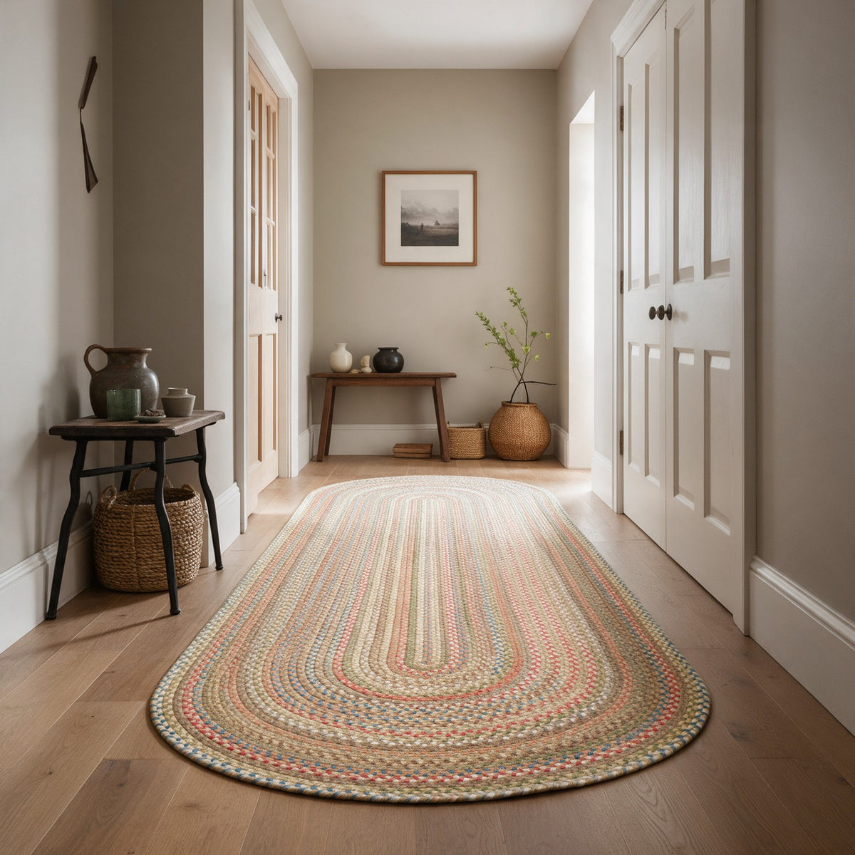 Roxbury Straw Beige braided rug, 2x8 hall runner #Size_2' x 8' Runner