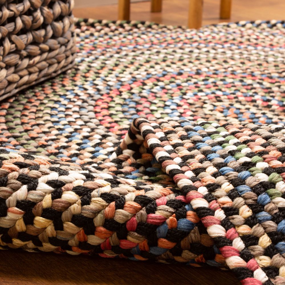Roxbury Charcoal braided rug, reversible underside