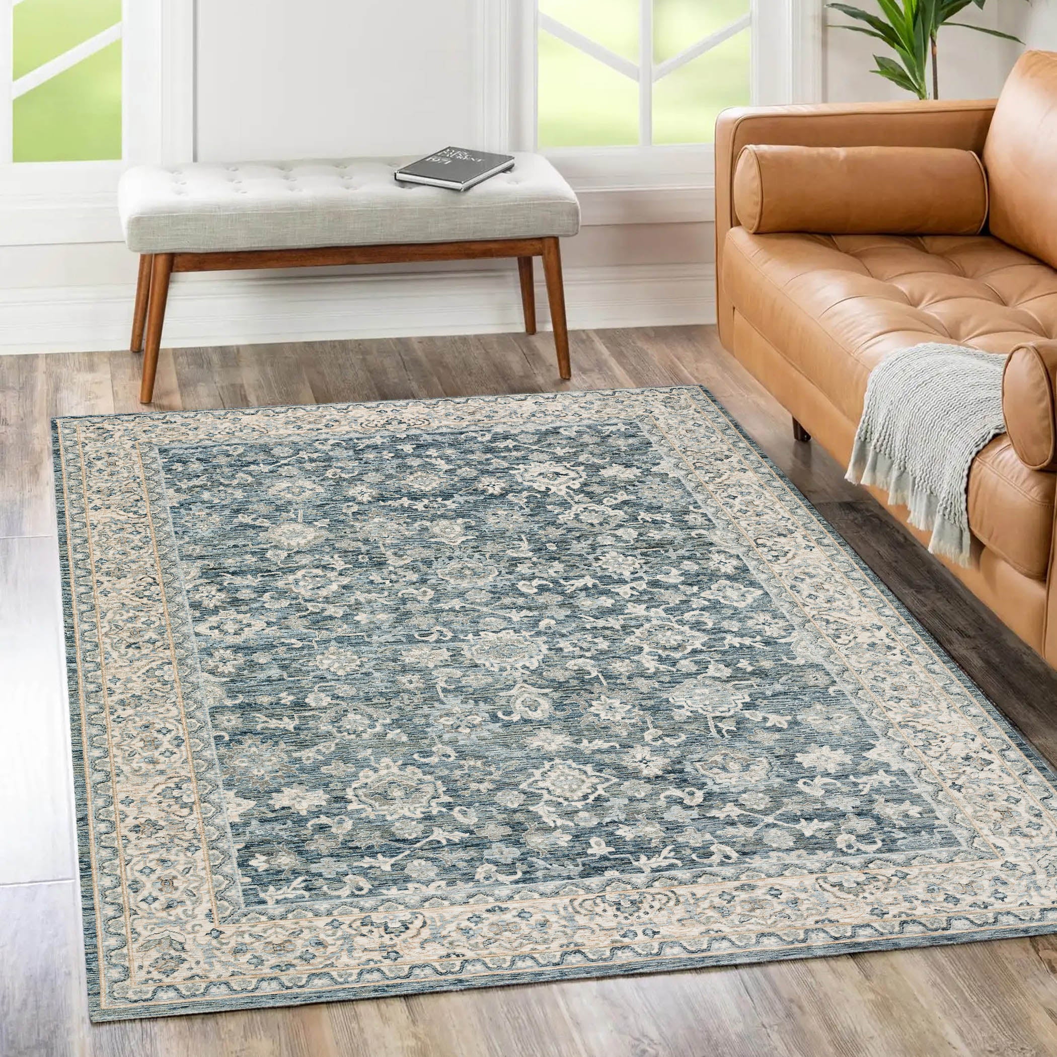 Traditional RG3 Denim Blue Rug 1'8" x 2'6" #shape_Rectangle