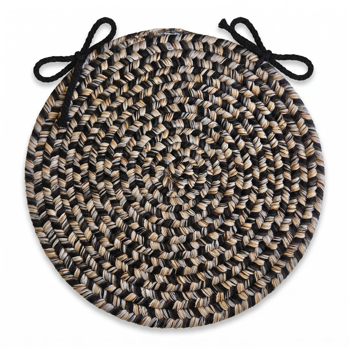 Ridgewood Braided Chair Pad - Graphite Gray - 15 inch round with ties