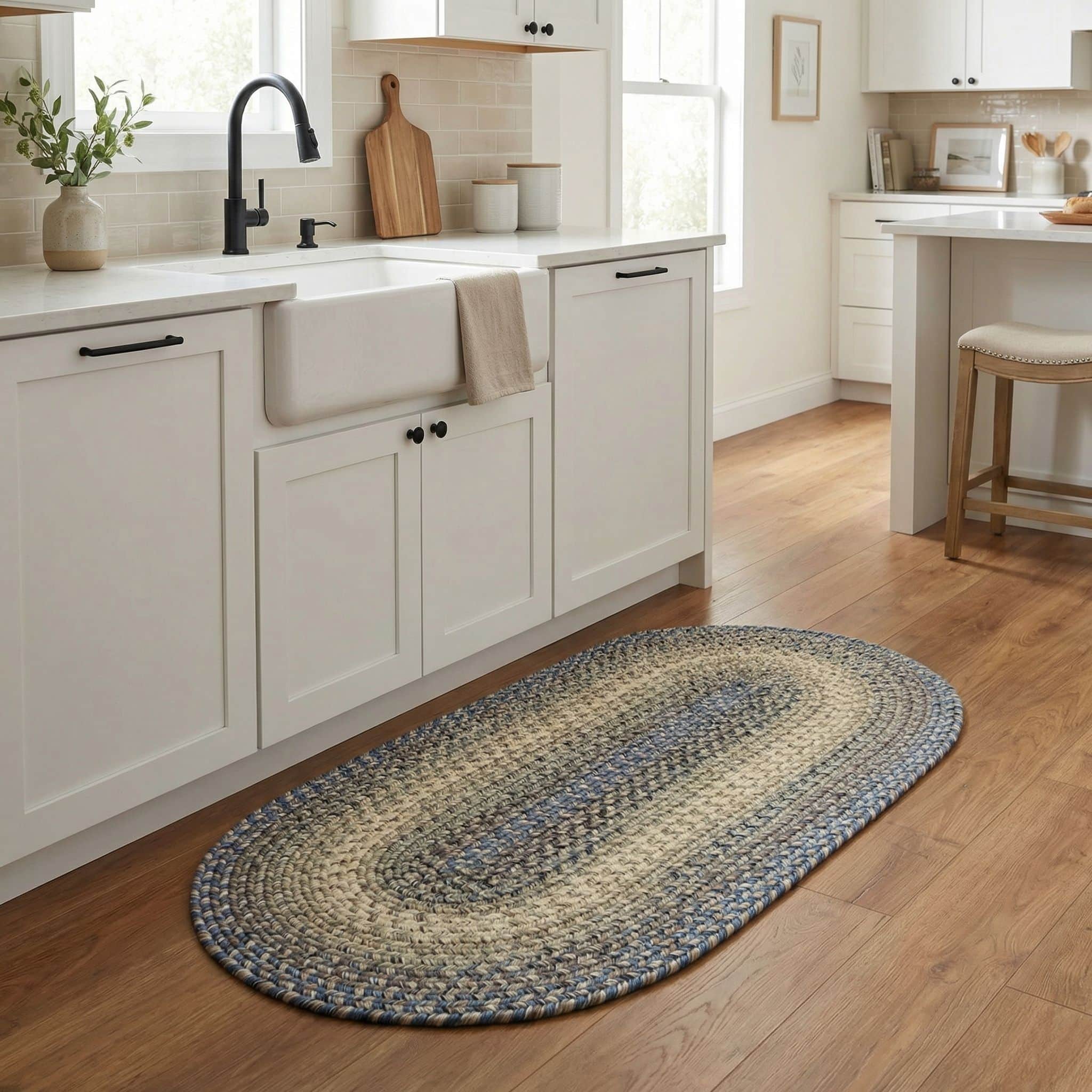 Ridgewood Blue Washable Braided Rug