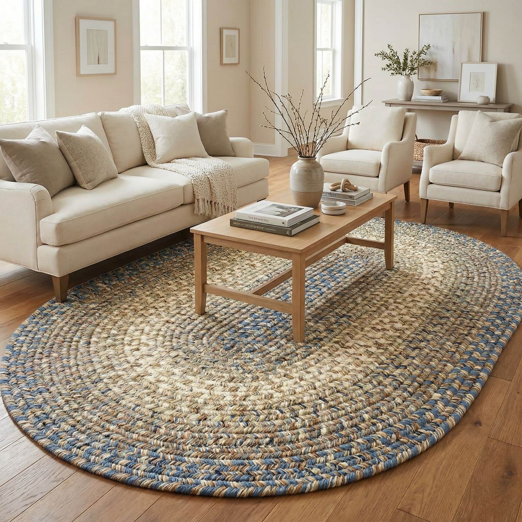 Ridgewood Blue Washable Braided Rug