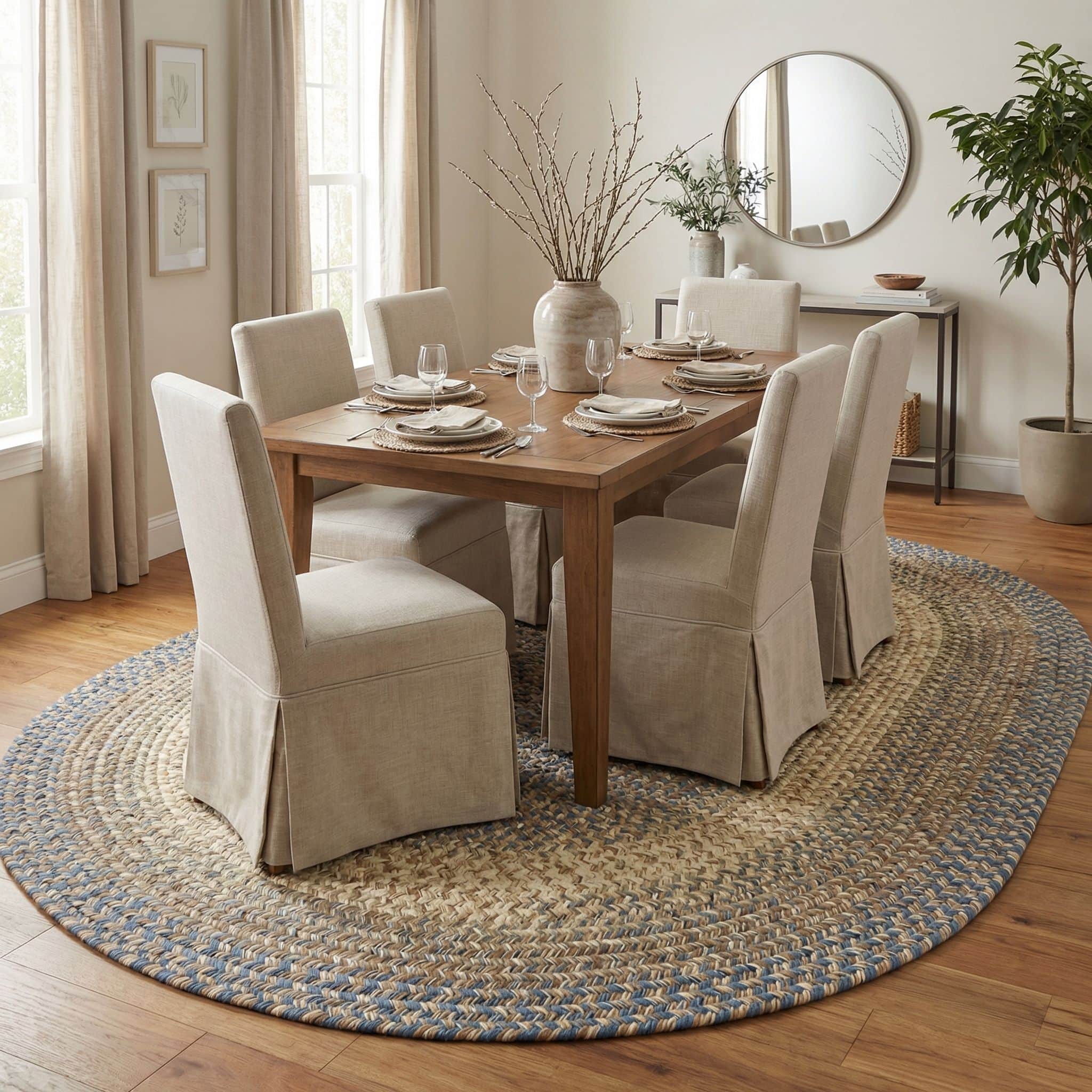 Ridgewood Blue Washable Braided Rug