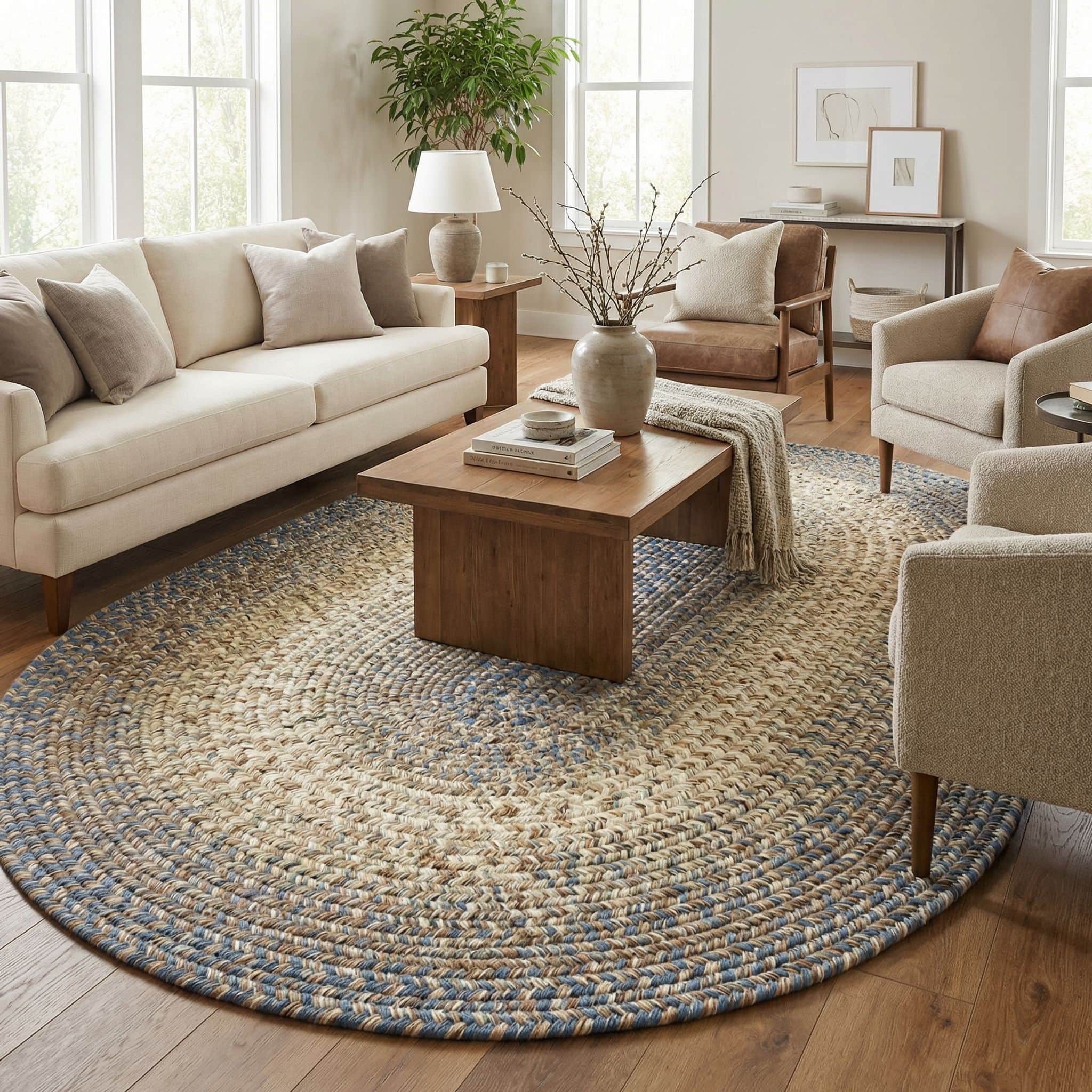 Ridgewood Blue Washable Braided Rug