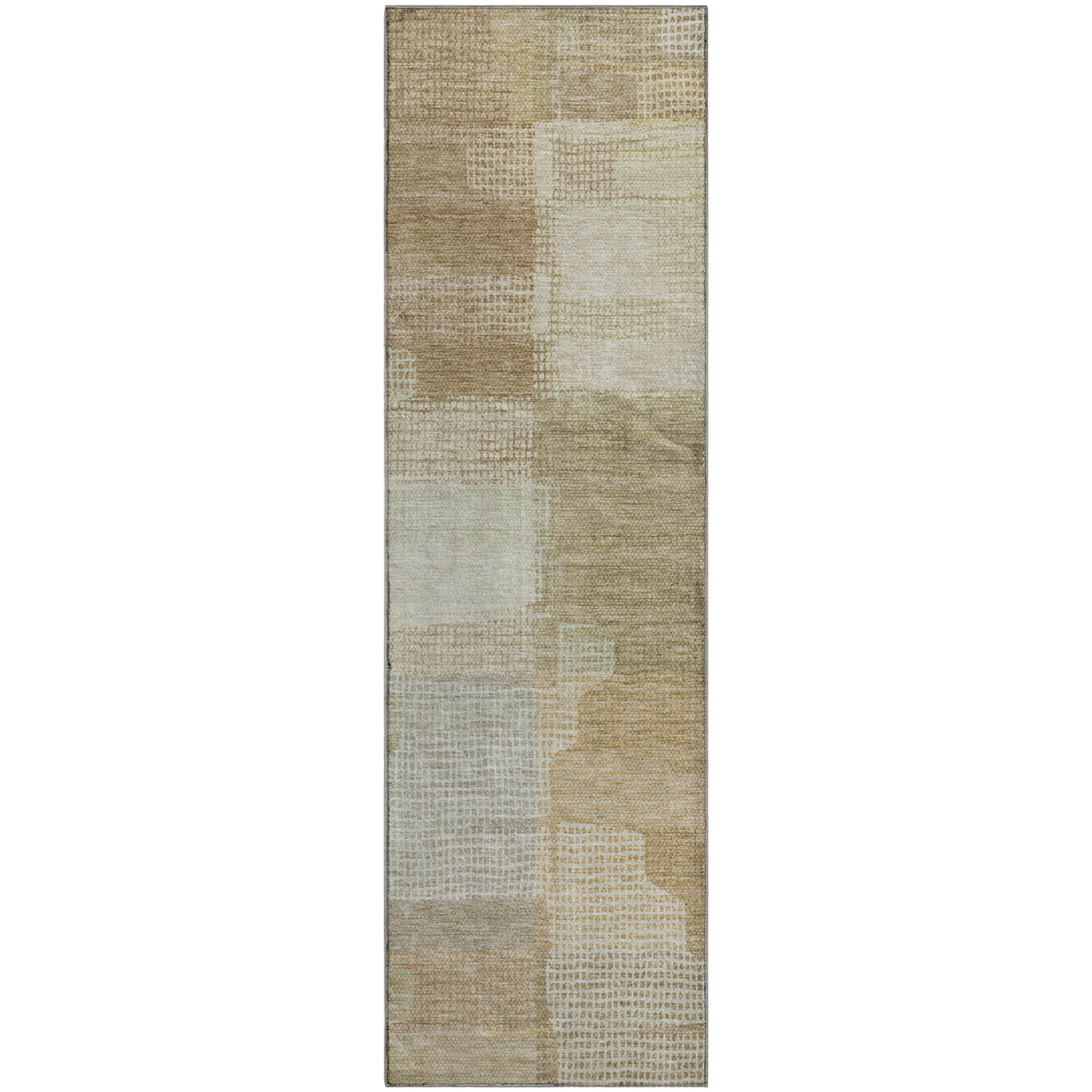 Luxury Washable Indoor/Outdoor Transitional RN10 Beige Brown Rug 2'3" x 7'6" #shape_Runner