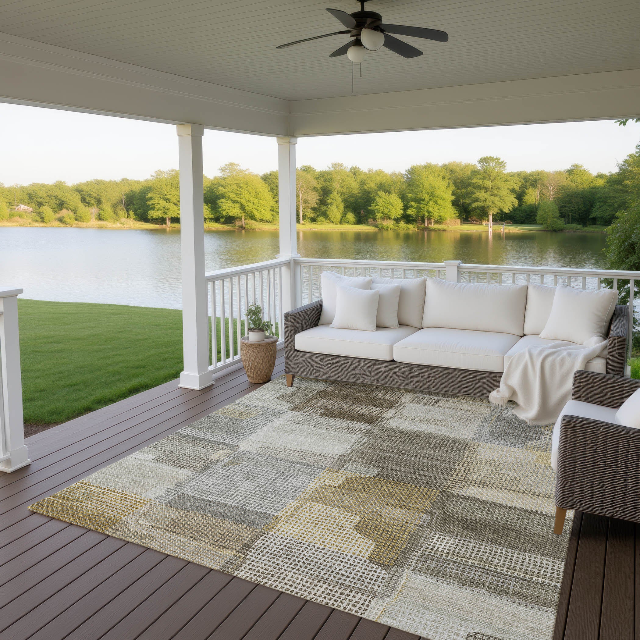 Luxury Washable Indoor/Outdoor Transitional RN10 Taupe Brown Rug 2'6" x 3'10" #shape_Rectangle