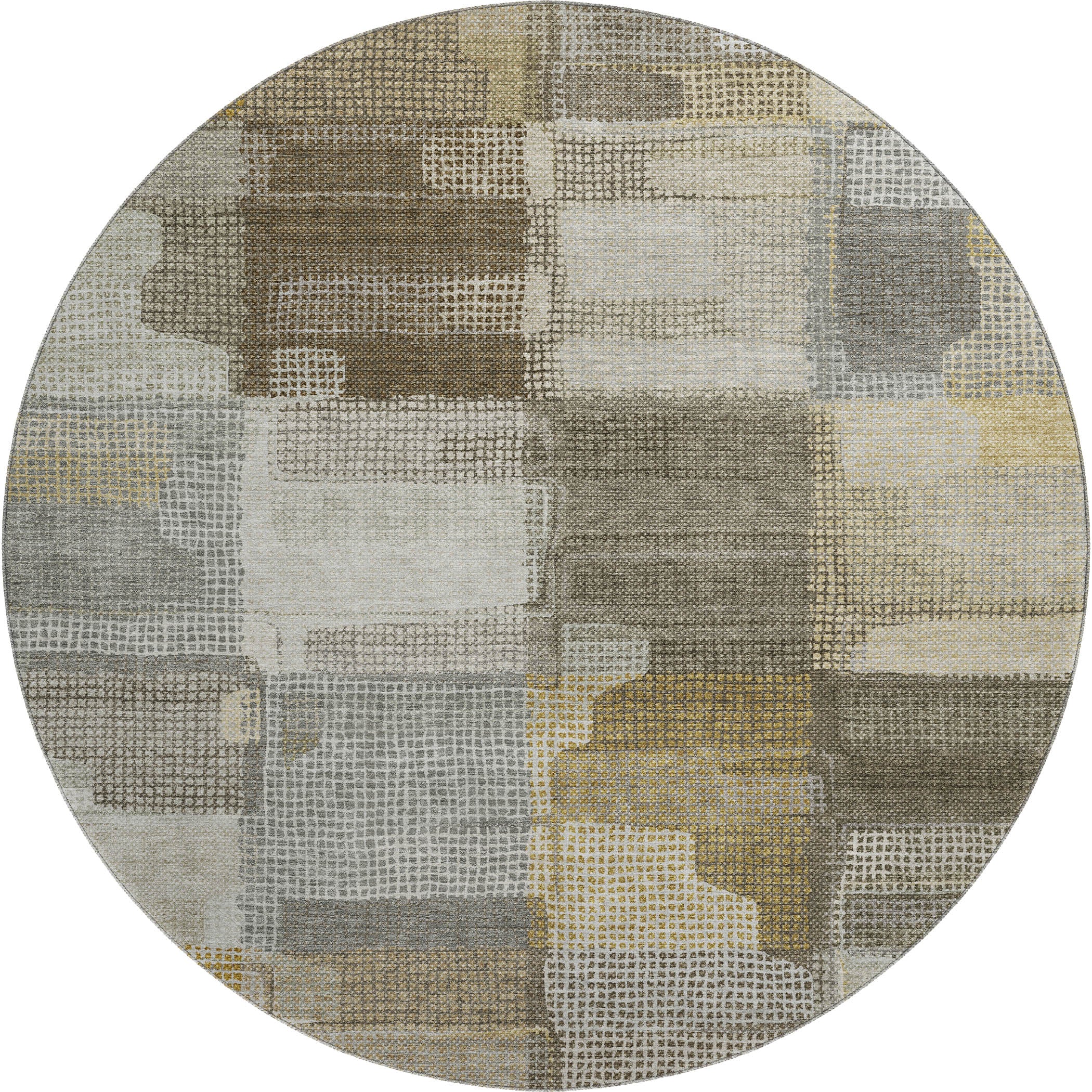 Luxury Washable Indoor/Outdoor Transitional RN10 Taupe Brown Rug 8' x 8' #shape_Round