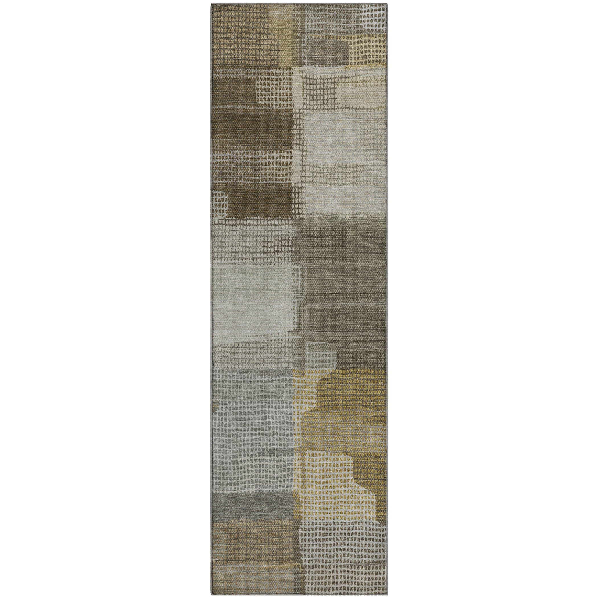 Luxury Washable Indoor/Outdoor Transitional RN10 Taupe Brown Rug 2'3" x 7'6" #shape_Runner