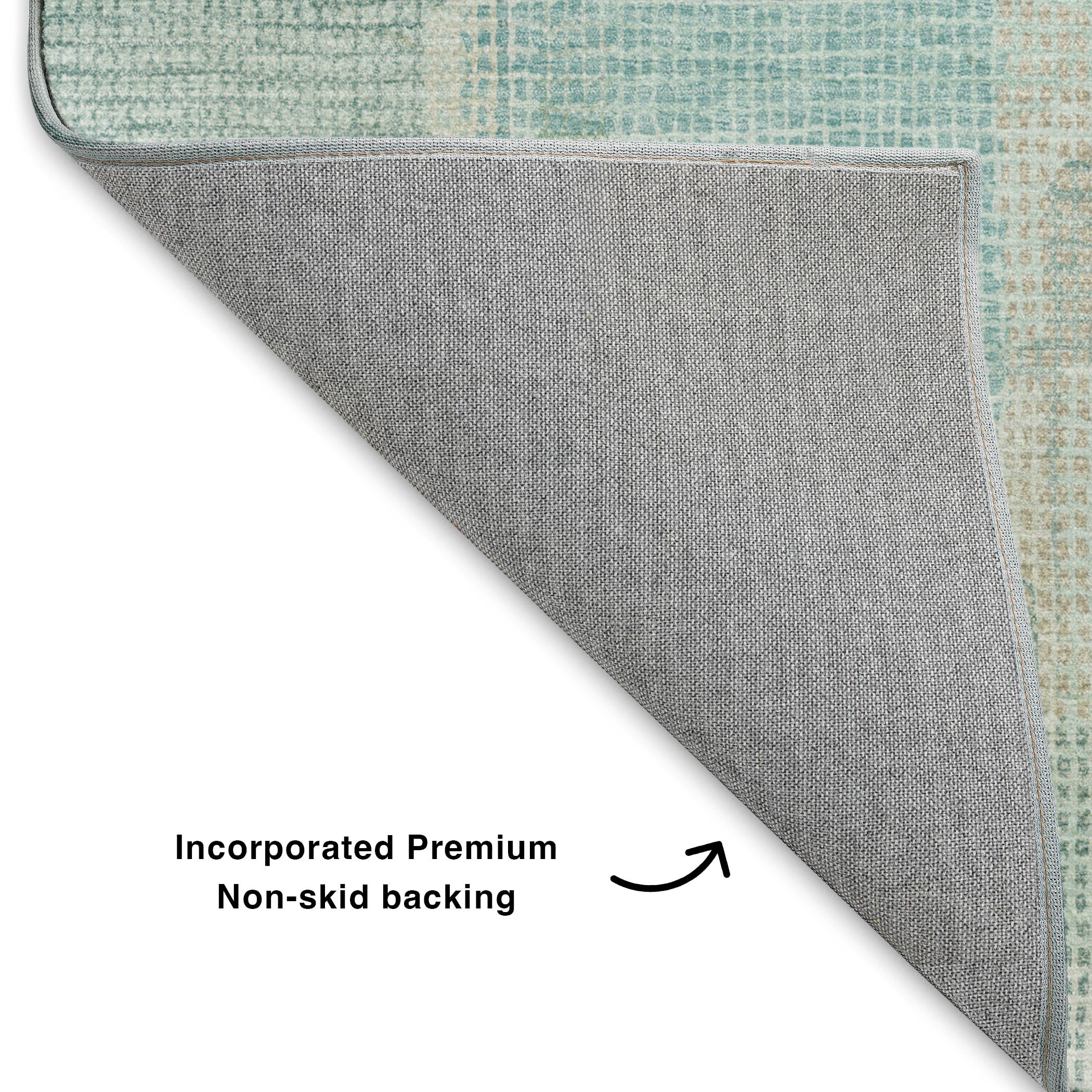 Luxury Washable Indoor/Outdoor Transitional RN10 Teal Rug 1'8" x 2'6" #shape_Rectangle