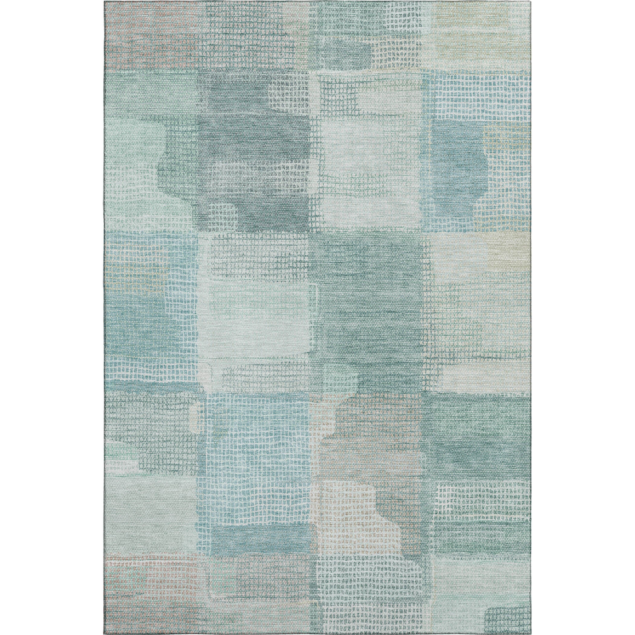 Luxury Washable Indoor/Outdoor Transitional RN10 Teal Rug 2'6" x 3'10" #shape_Rectangle