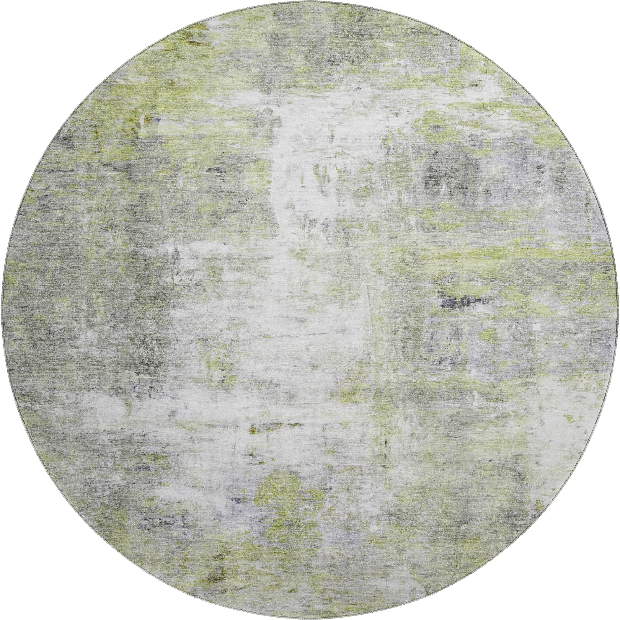 Luxury Washable Indoor/Outdoor Transitional RN1 Aloe Green Rug 8' x 8' #shape_Round