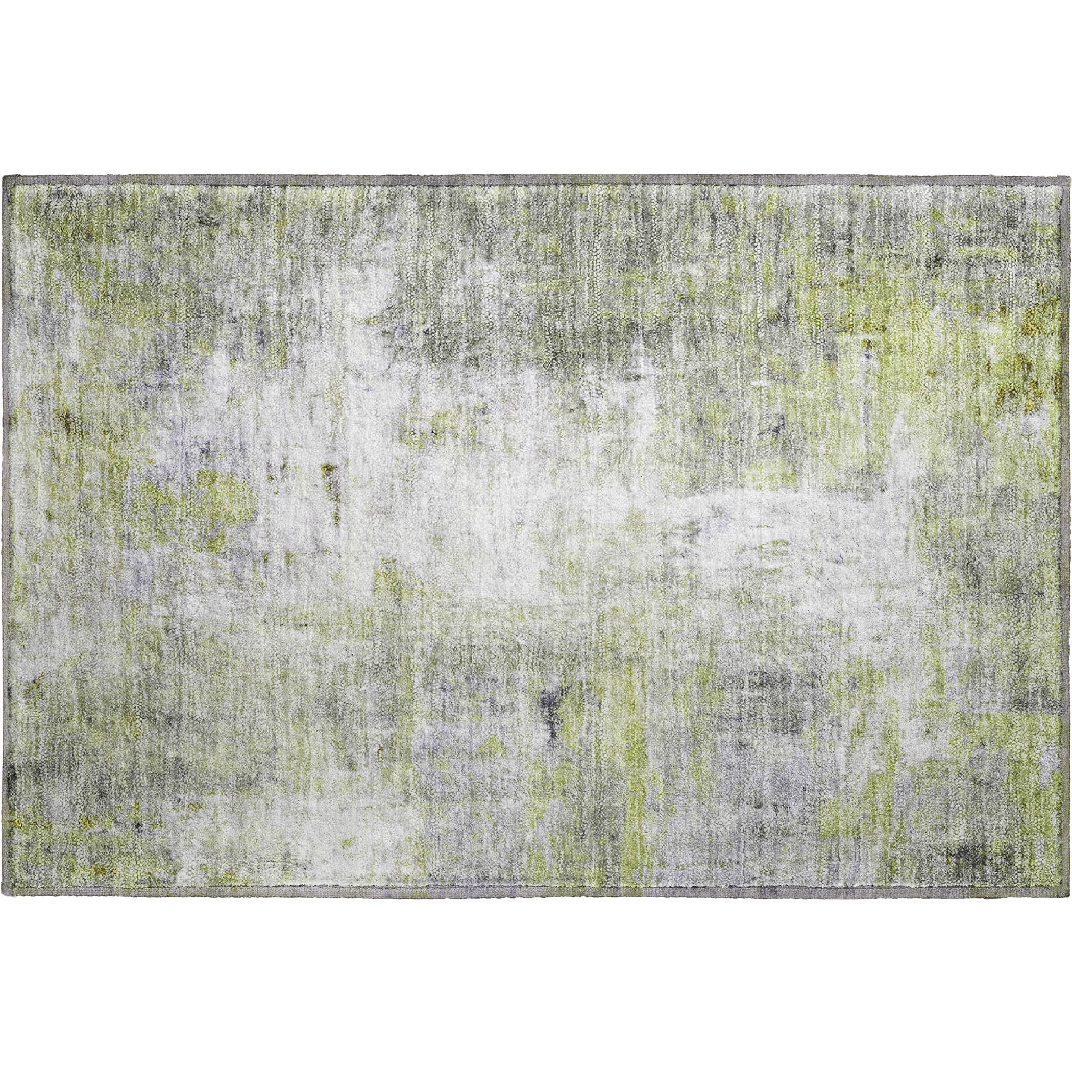 Luxury Washable Indoor/Outdoor Transitional RN1 Aloe Green Rug 1'8" x 2'6" #shape_Rectangle