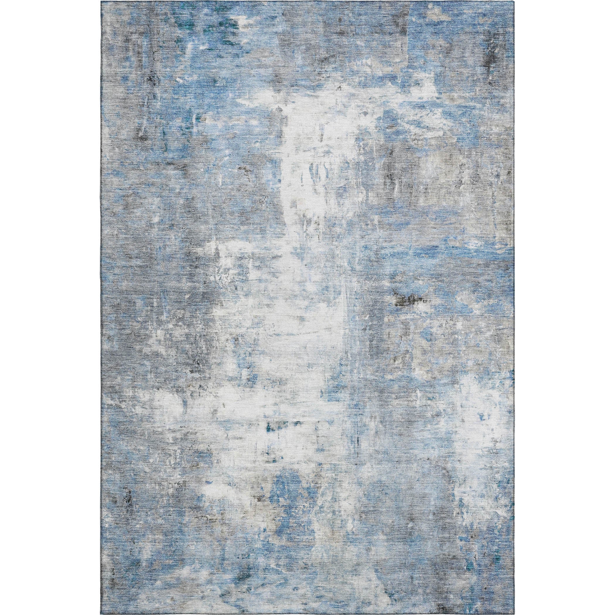 Luxury Washable Indoor/Outdoor Transitional RN1 Blue Rug 2'6" x 3'10" #shape_Rectangle