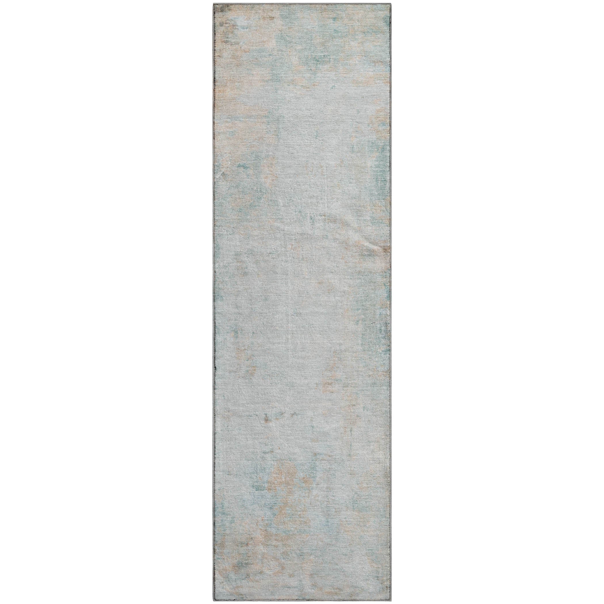 Luxury Washable Indoor/Outdoor Transitional RN1 Seafoam Blue Rug 2'3" x 7'6" #shape_Runner