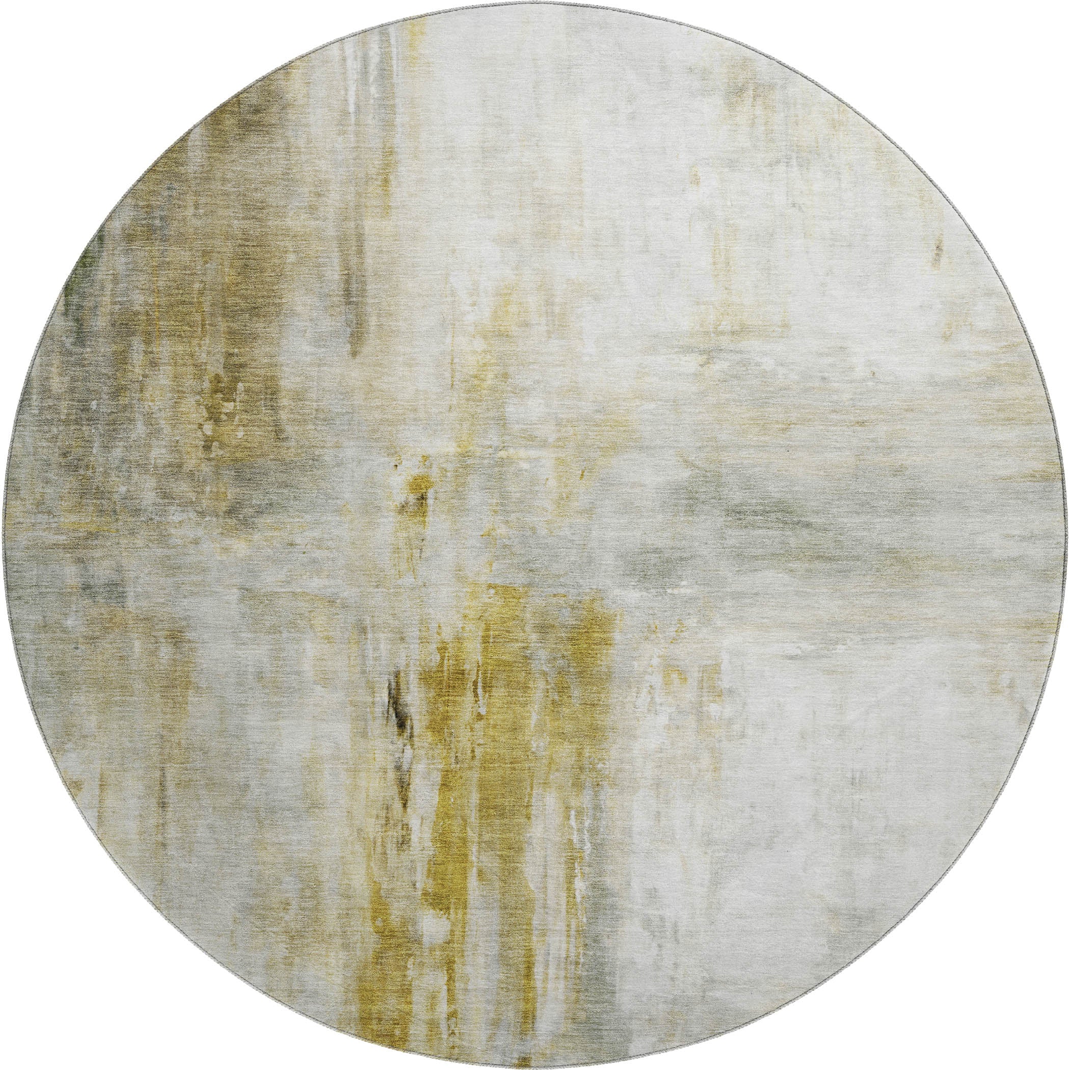 Luxury Washable Indoor/Outdoor Transitional RN2 Taupe Brown Rug 8' x 8' #shape_Round