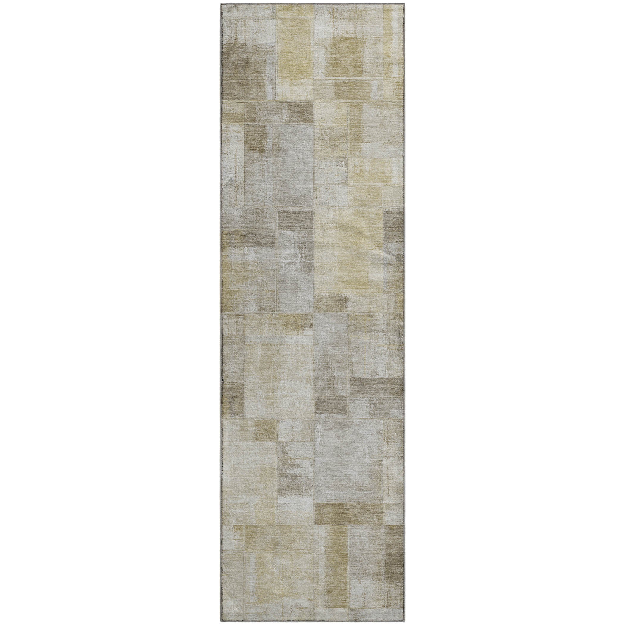 Luxury Washable Indoor/Outdoor Transitional RN4 Beige Brown Rug 2'3" x 7'6" #shape_Runner