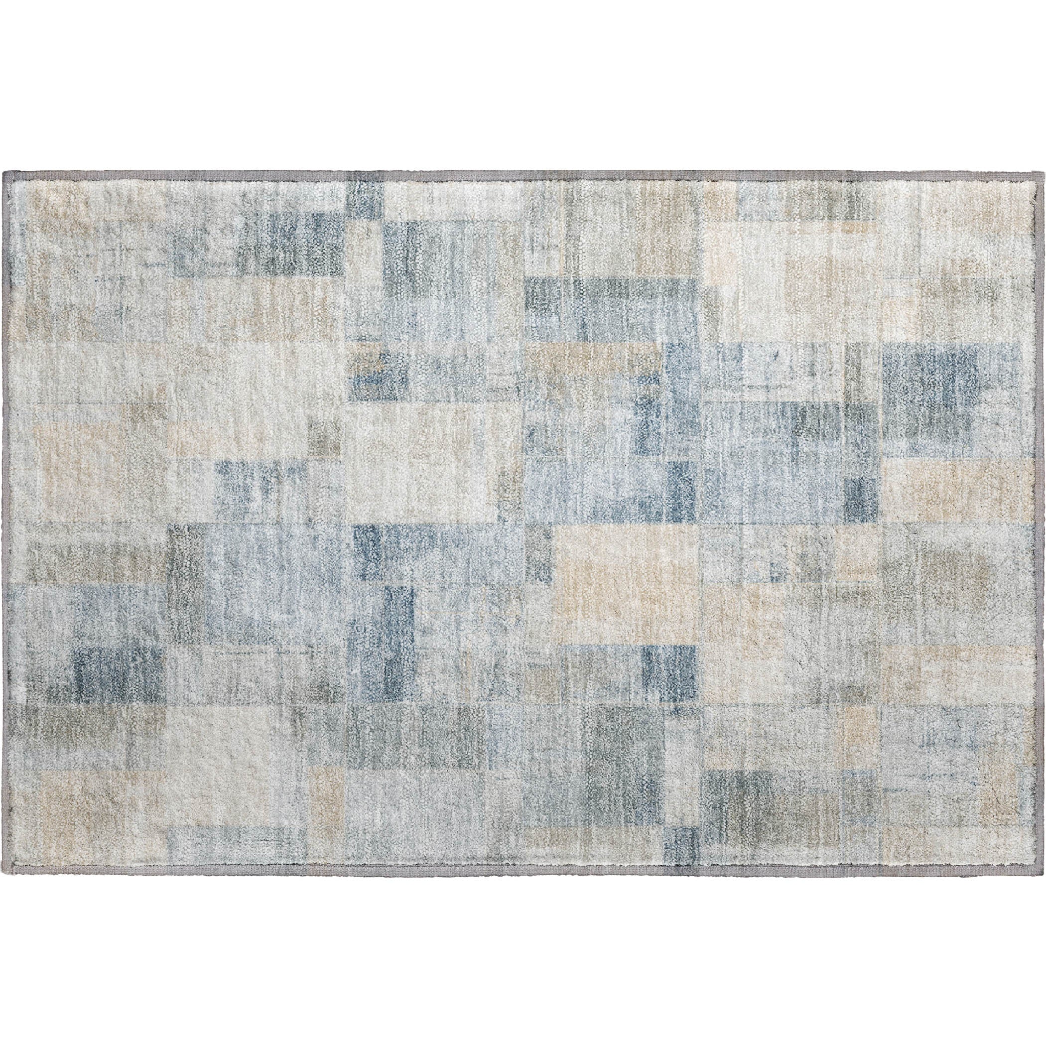 Luxury Washable Indoor/Outdoor Transitional RN4 Denim Blue Rug 1'8" x 2'6" #shape_Rectangle