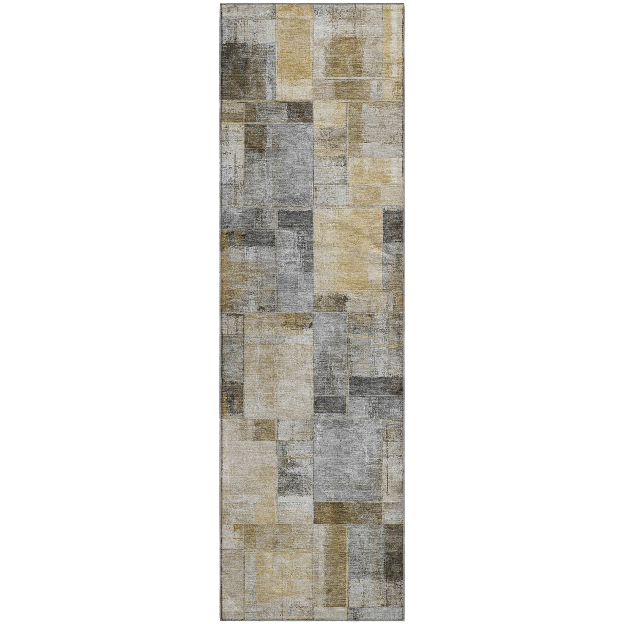 Luxury Washable Indoor/Outdoor Transitional RN4 Granite Gray Rug 2'3" x 7'6" #shape_Runner