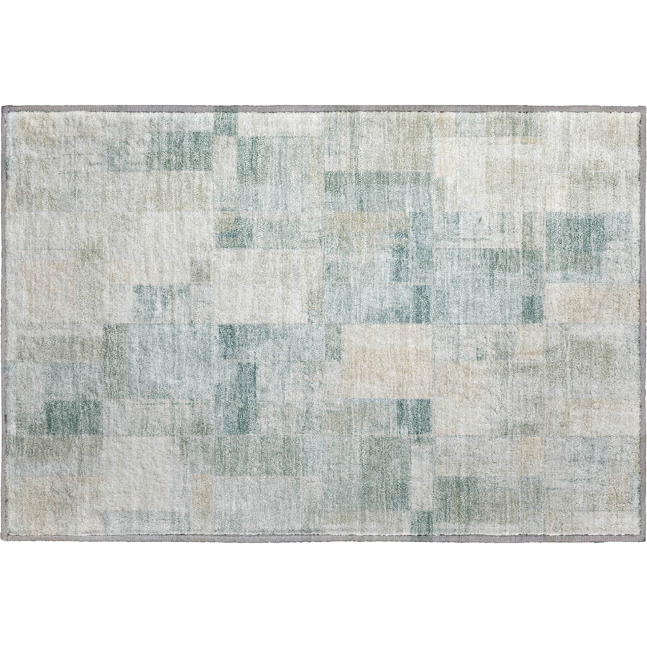 Luxury Washable Indoor/Outdoor Transitional RN4 Seafoam Blue Rug 1'8" x 2'6" #shape_Rectangle
