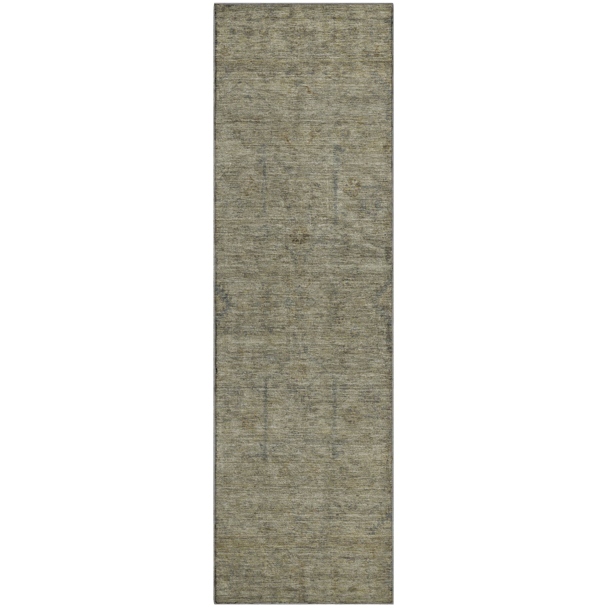 Luxury Washable Indoor/Outdoor Transitional RN5 Khaki Brown Rug 2'3" x 7'6" #shape_Runner