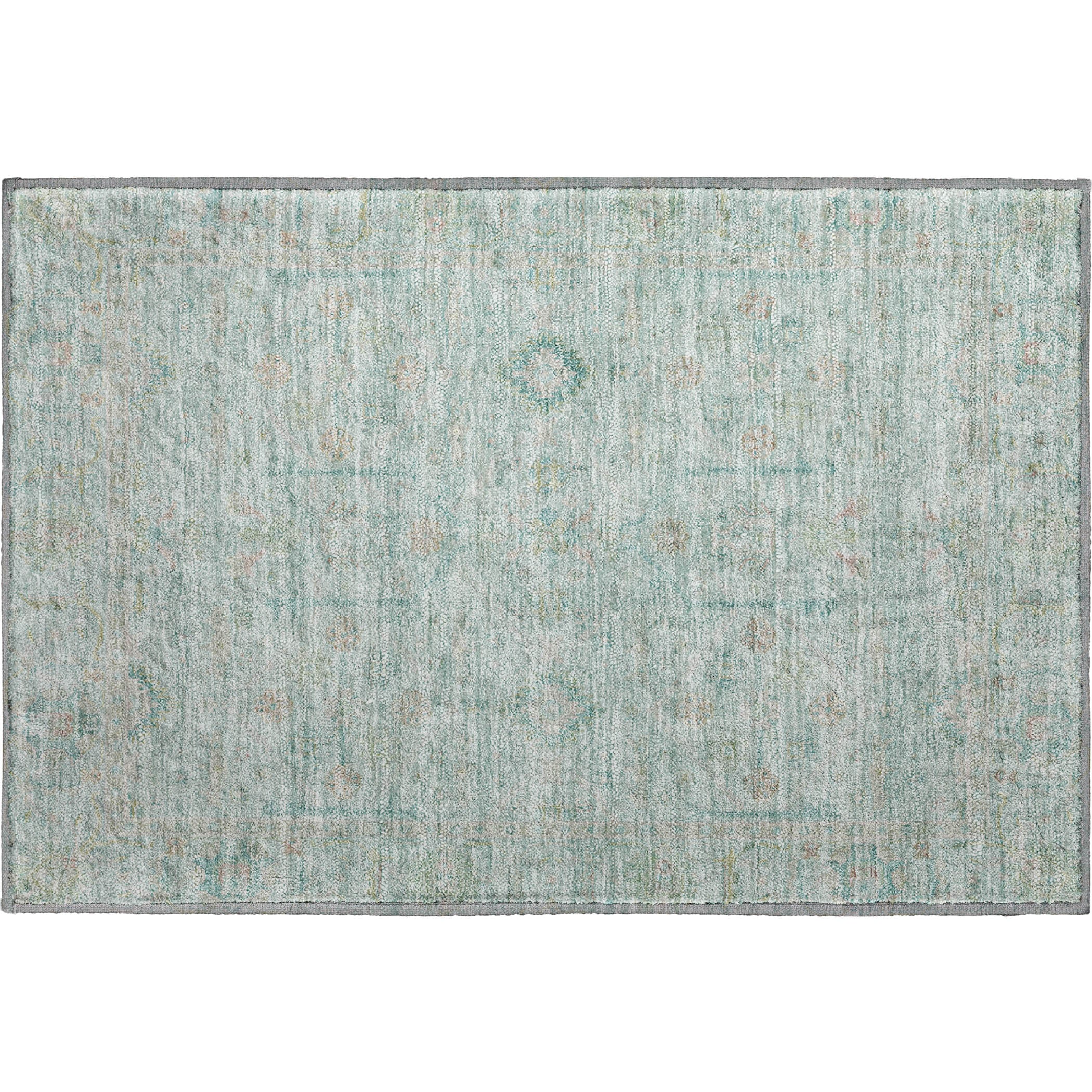 Luxury Washable Indoor/Outdoor Transitional RN5 Sky Blue Rug 1'8" x 2'6" #shape_Rectangle
