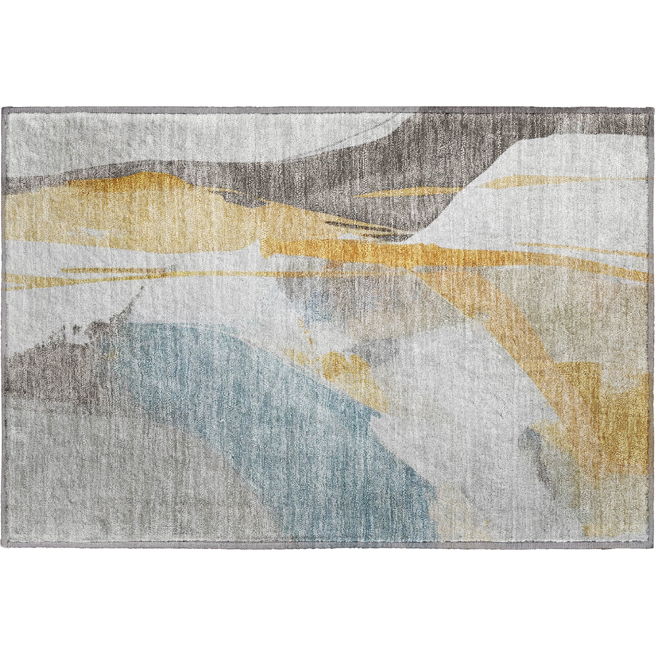 Luxury Washable Indoor/Outdoor Transitional RN7 Gold Rug 1'8" x 2'6" #shape_Rectangle