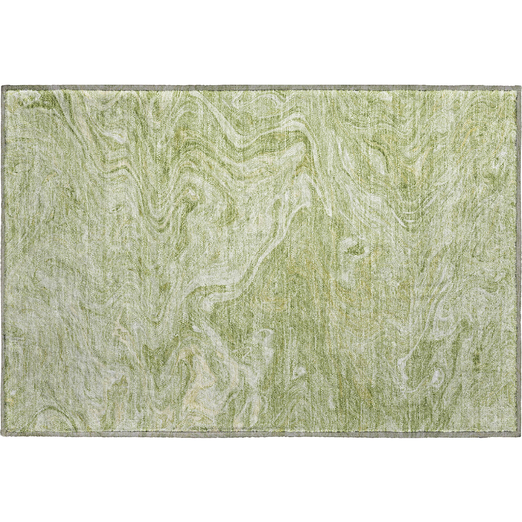 Luxury Washable Indoor/Outdoor Transitional RN8 Sage Green Rug 1'8" x 2'6" #shape_Rectangle