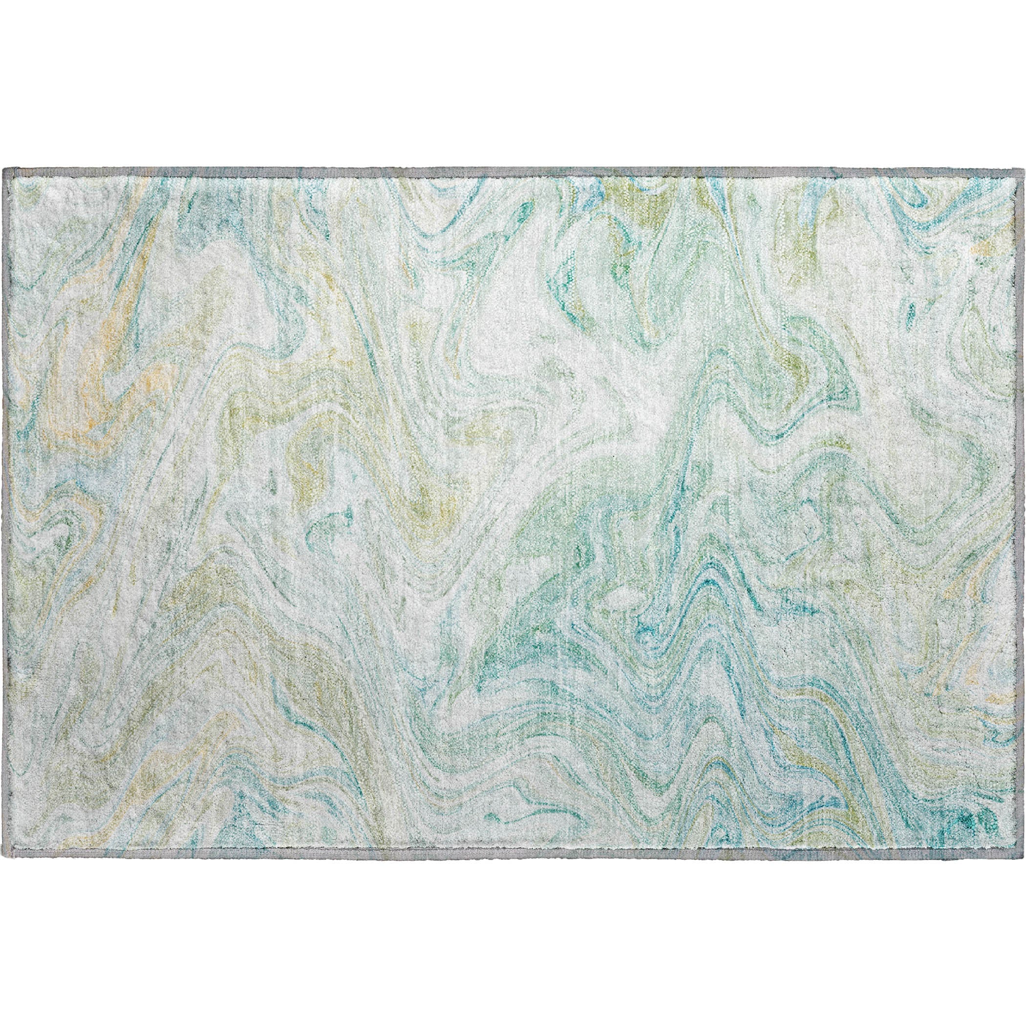 Luxury Washable Indoor/Outdoor Transitional RN8 Sky Blue Rug 1'8" x 2'6" #shape_Rectangle