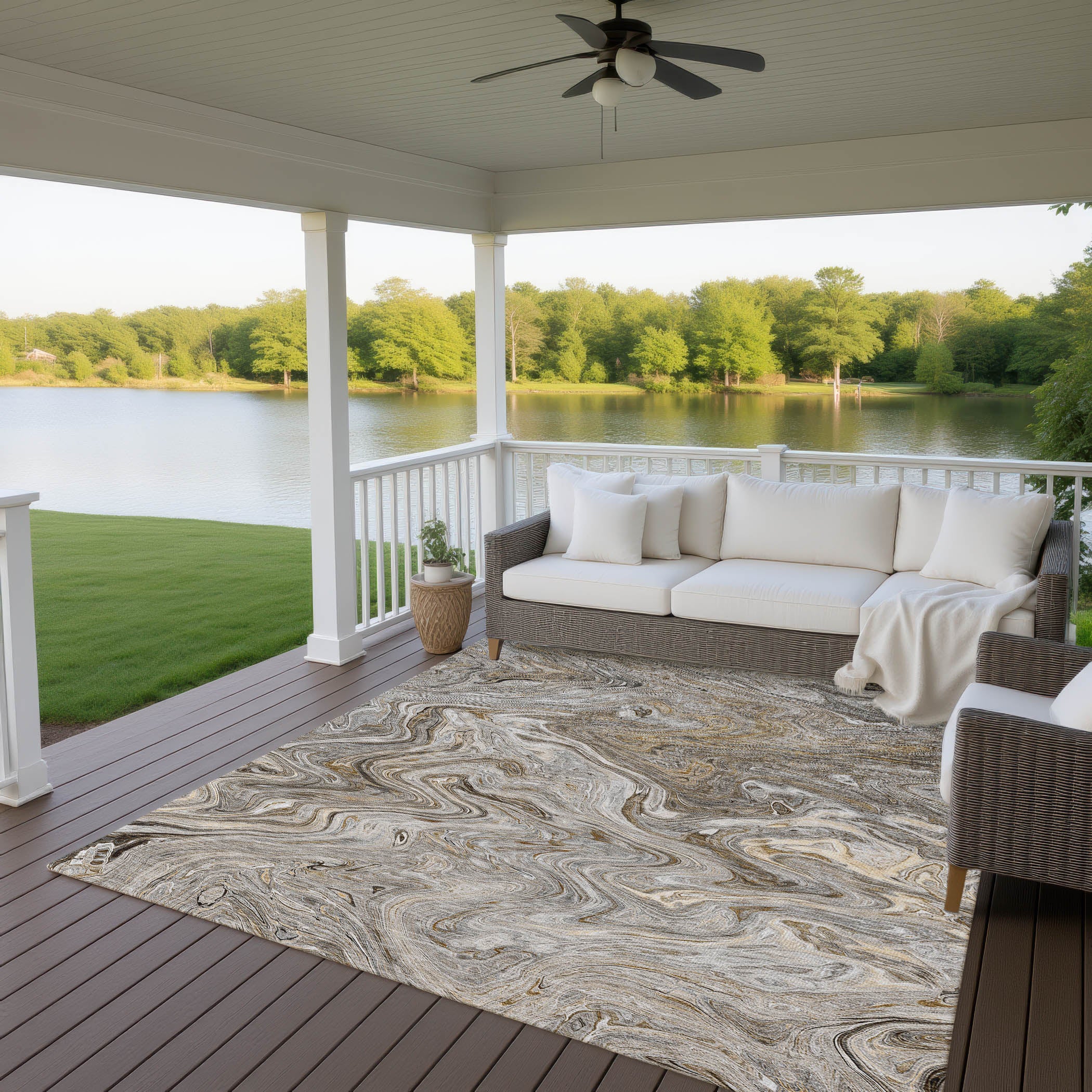 Luxury Washable Indoor/Outdoor Transitional RN8 Taupe Brown Rug 2'6" x 3'10" #shape_Rectangle