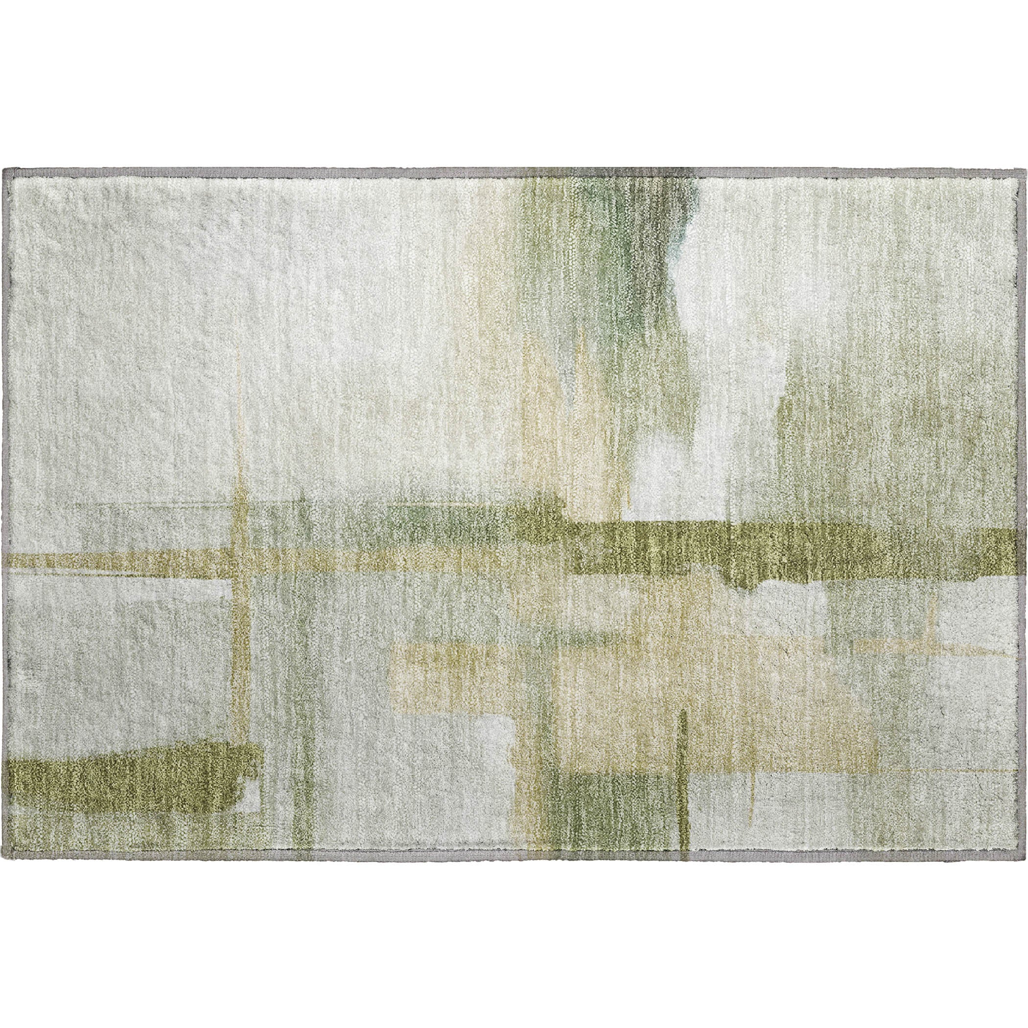 Luxury Washable Indoor/Outdoor Transitional RN9 Aloe Green Rug 1'8" x 2'6" #shape_Rectangle
