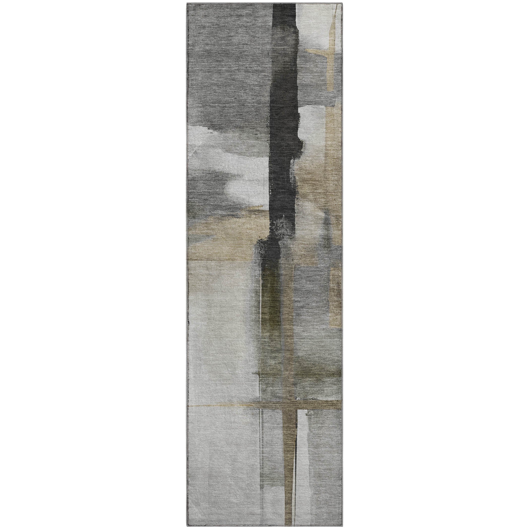 Luxury Washable Indoor/Outdoor Transitional RN9 Gray Rug 2'3" x 7'6" #shape_Runner