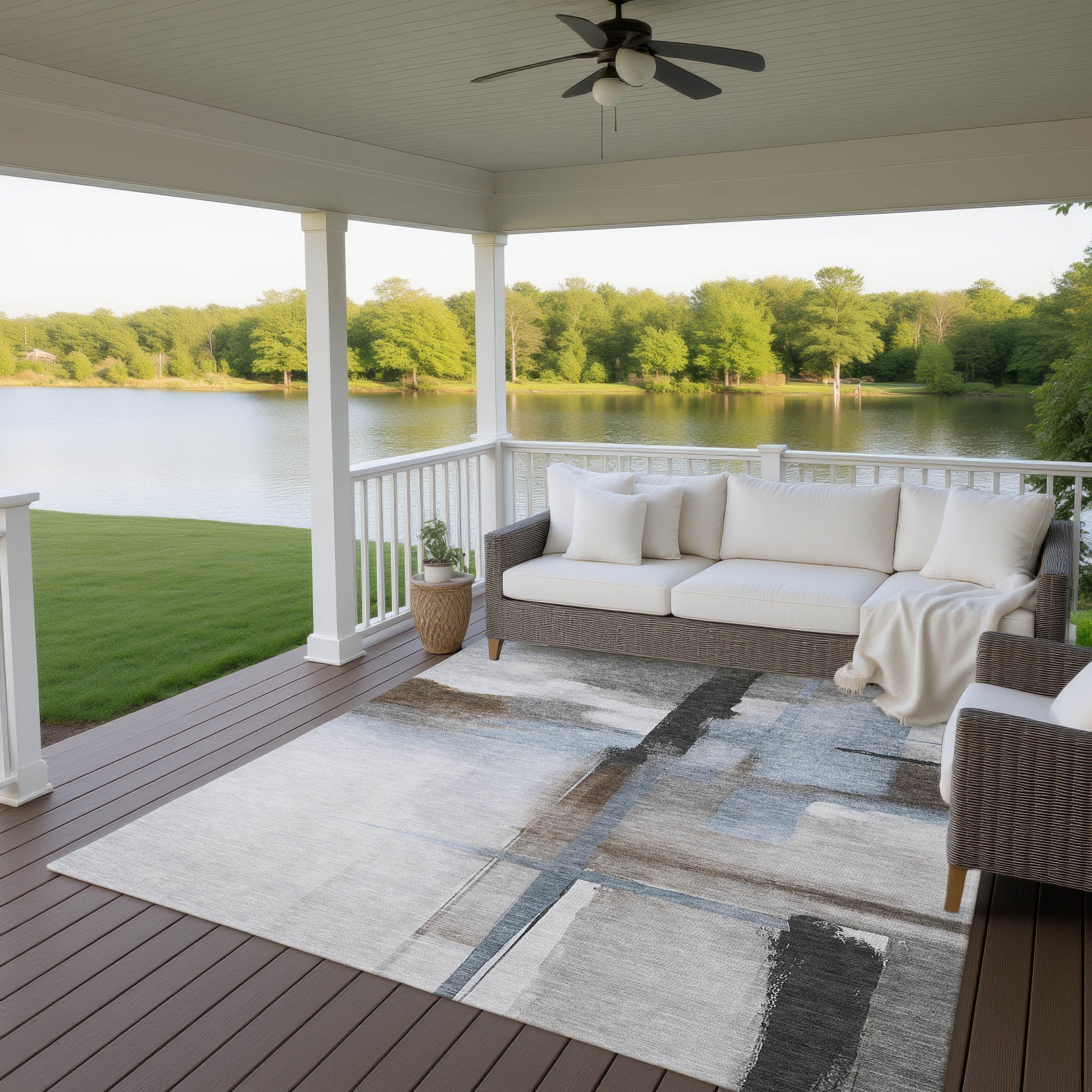 Luxury Washable Indoor/Outdoor Transitional RN9 Taupe Brown Rug 2'6" x 3'10" #shape_Rectangle