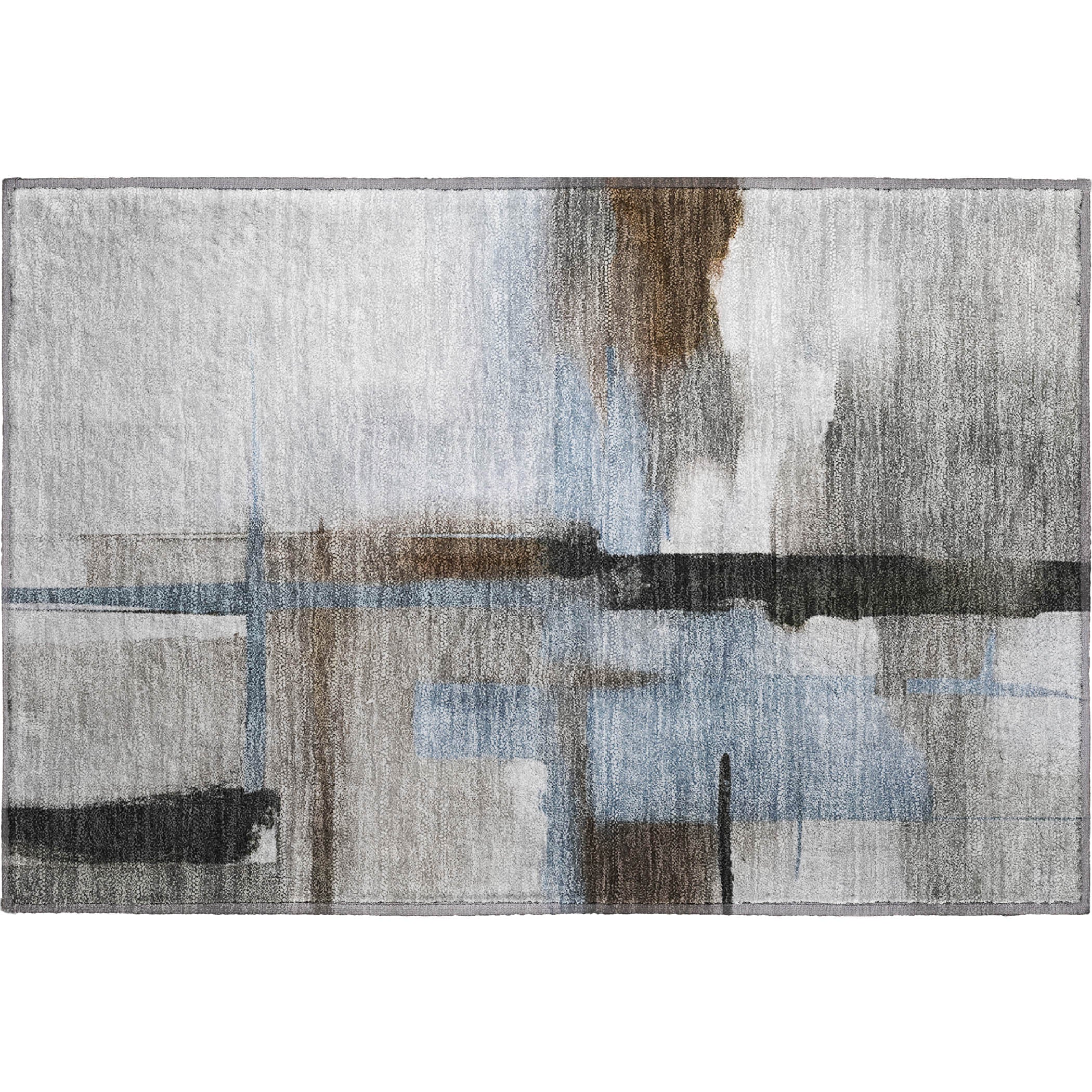 Luxury Washable Indoor/Outdoor Transitional RN9 Taupe Brown Rug 1'8" x 2'6" #shape_Rectangle
