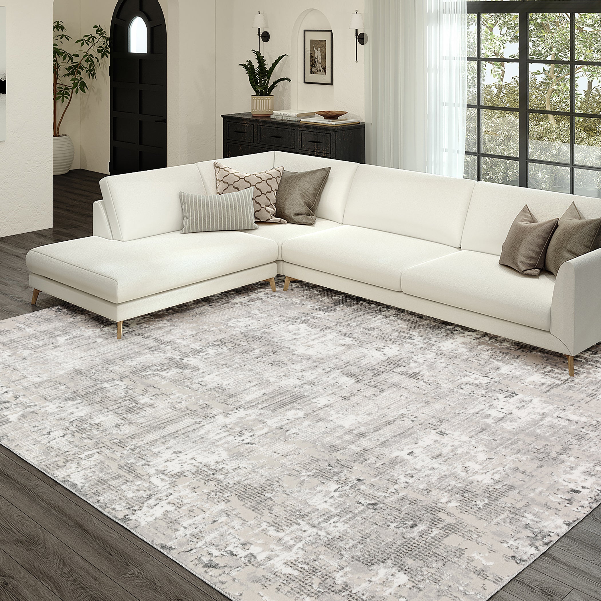 Transitional RR3 Silver Gray Rug 3'2" x 5'1" #shape_Rectangle