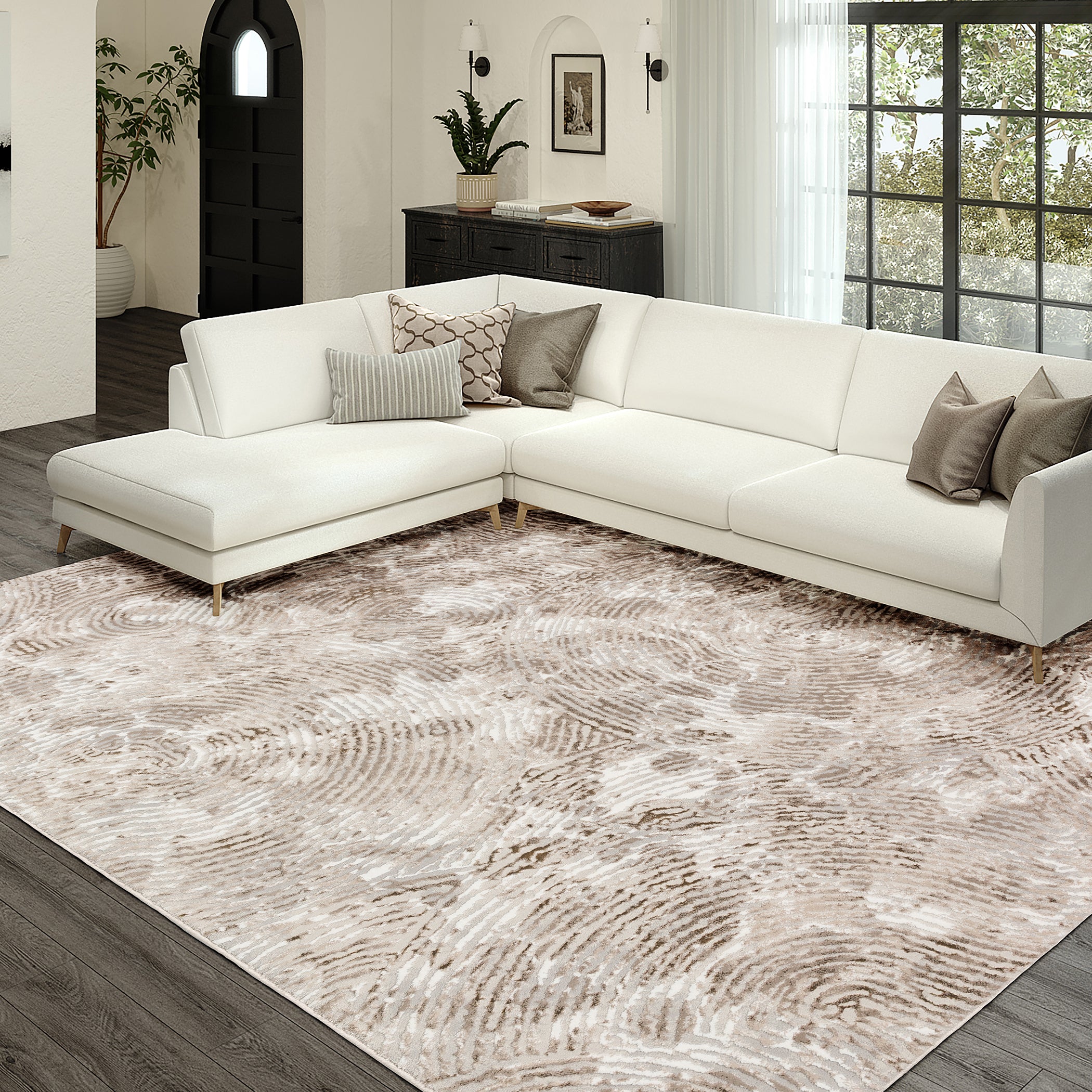 Transitional RR5 Taupe Brown Rug 3'2" x 5'1" #shape_Rectangle