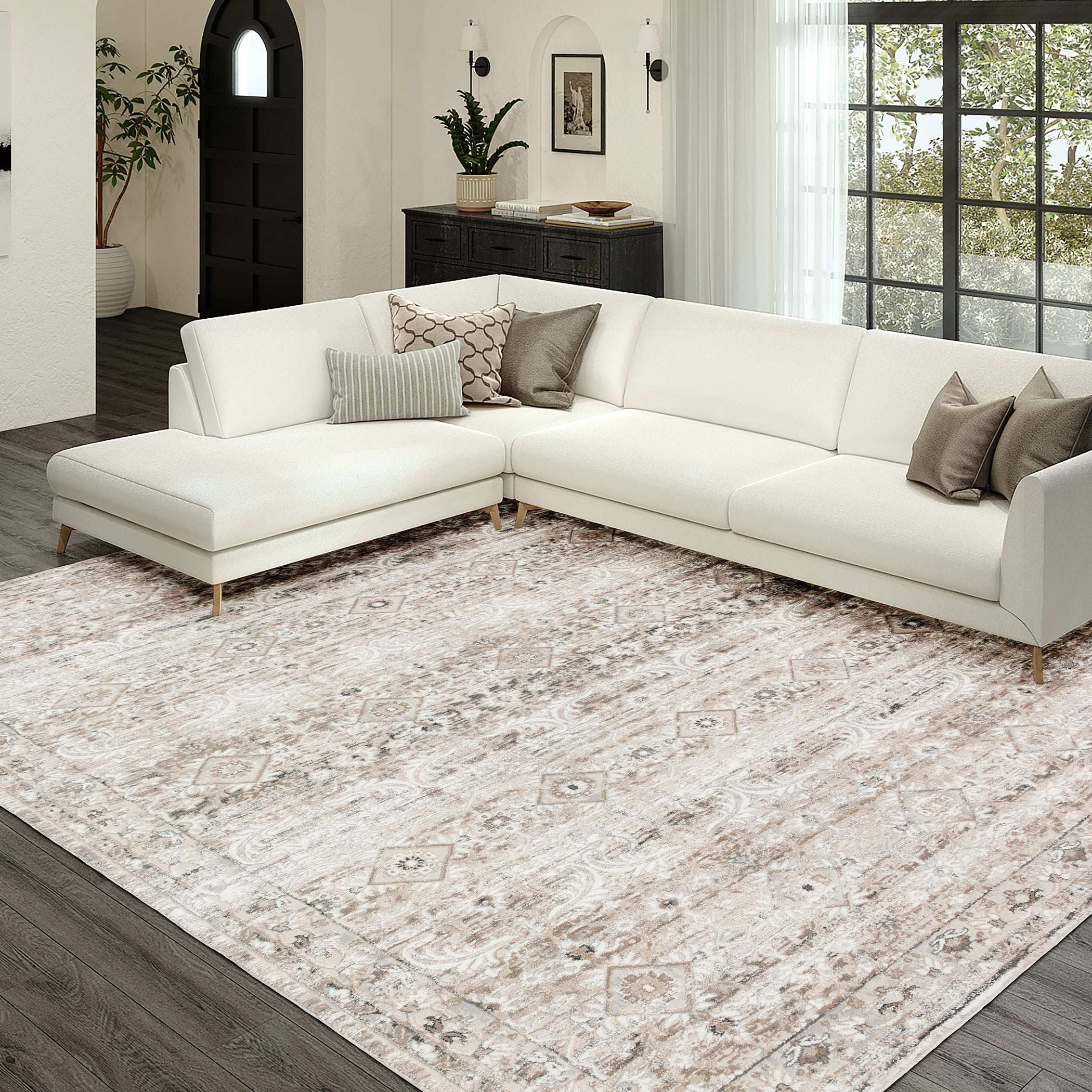 Transitional RR7 Taupe Brown Rug 3'2" x 5'1" #shape_Rectangle