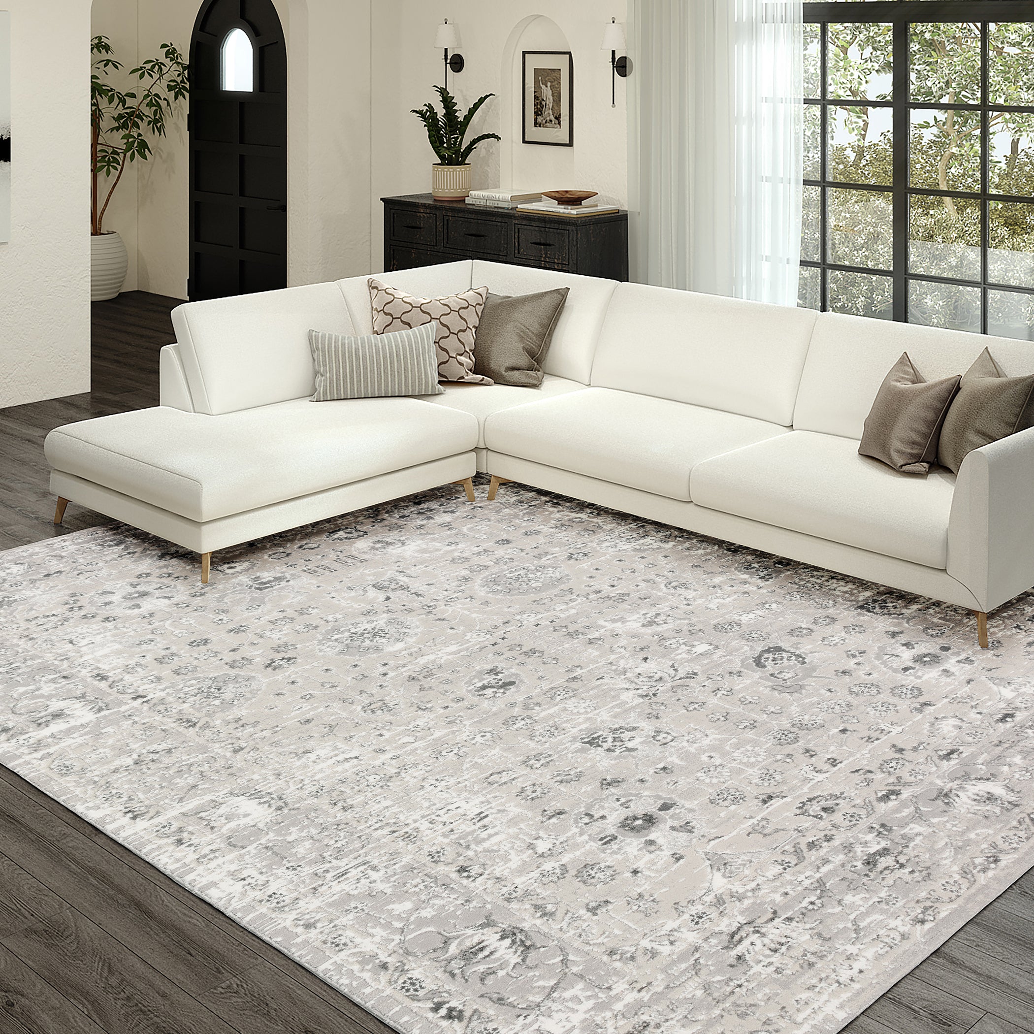 Transitional RR8 Silver Gray Rug 3'2" x 5'1" #shape_Rectangle