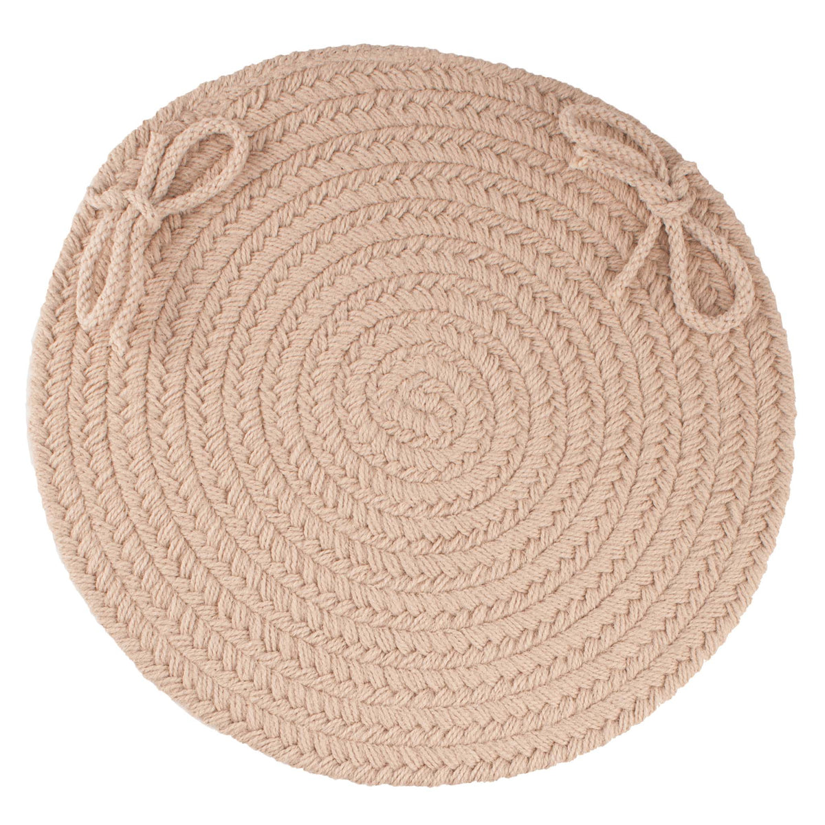 Maui Braided Chair Pad - Beige - 15 inch round with ties