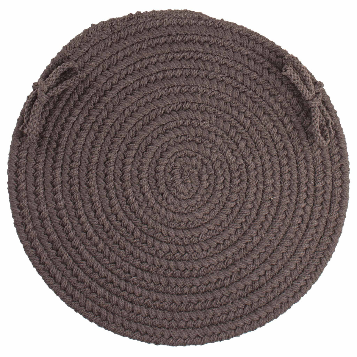 Maui Braided Chair Pad - Brown Velvet - 15 inch round with ties