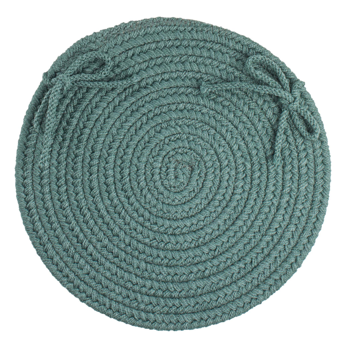 Maui Braided Chair Pad - Teal Green - 15 inch round with ties