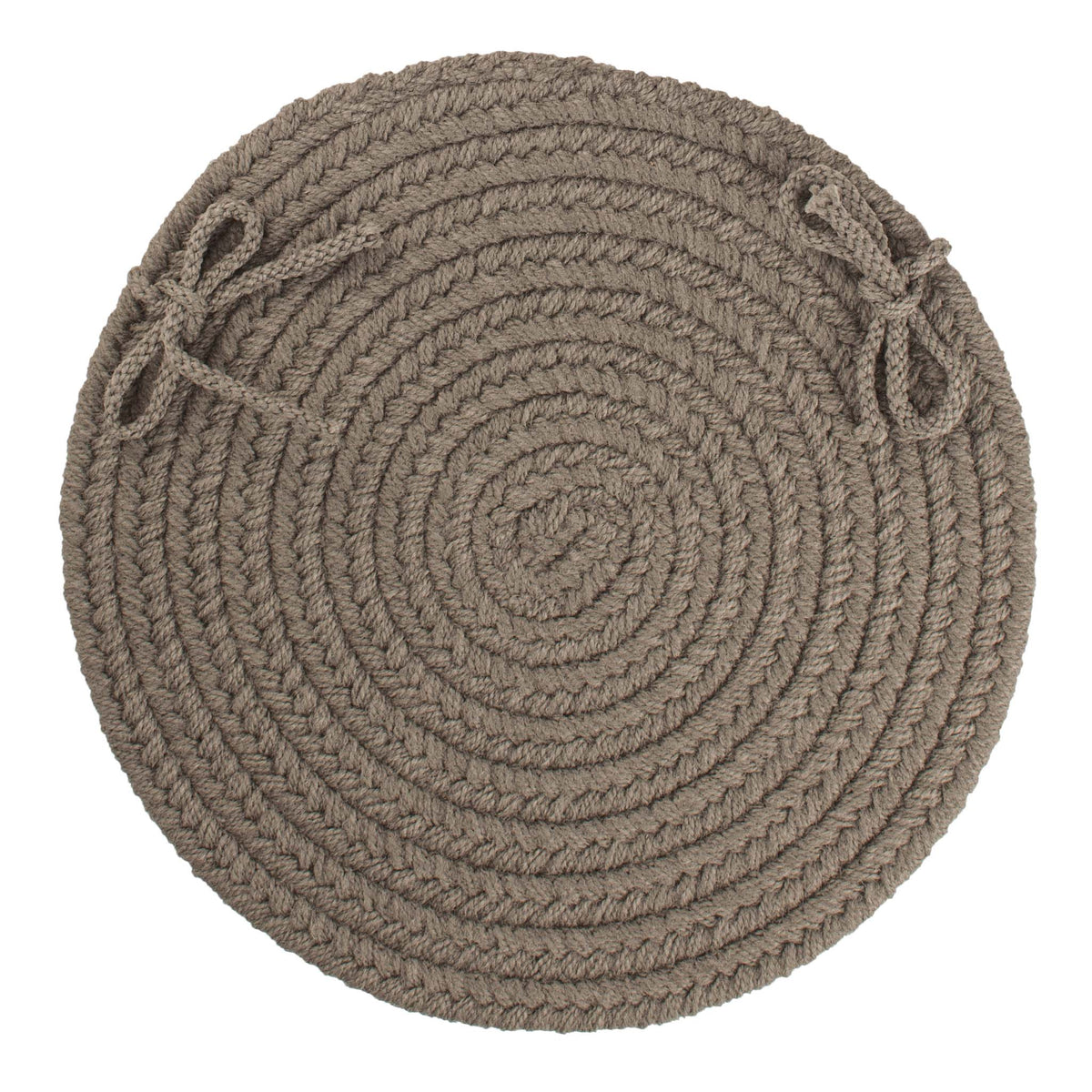 Maui Braided Chair Pad - Moonstone Brown - 15 inch round with ties
