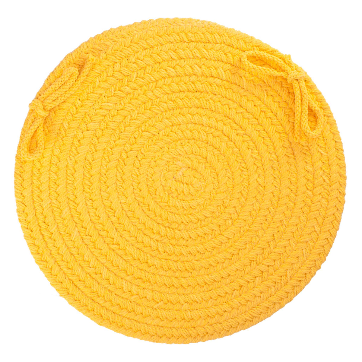 Maui Braided Chair Pad - Daffodil Yellow - 15 inch round with ties