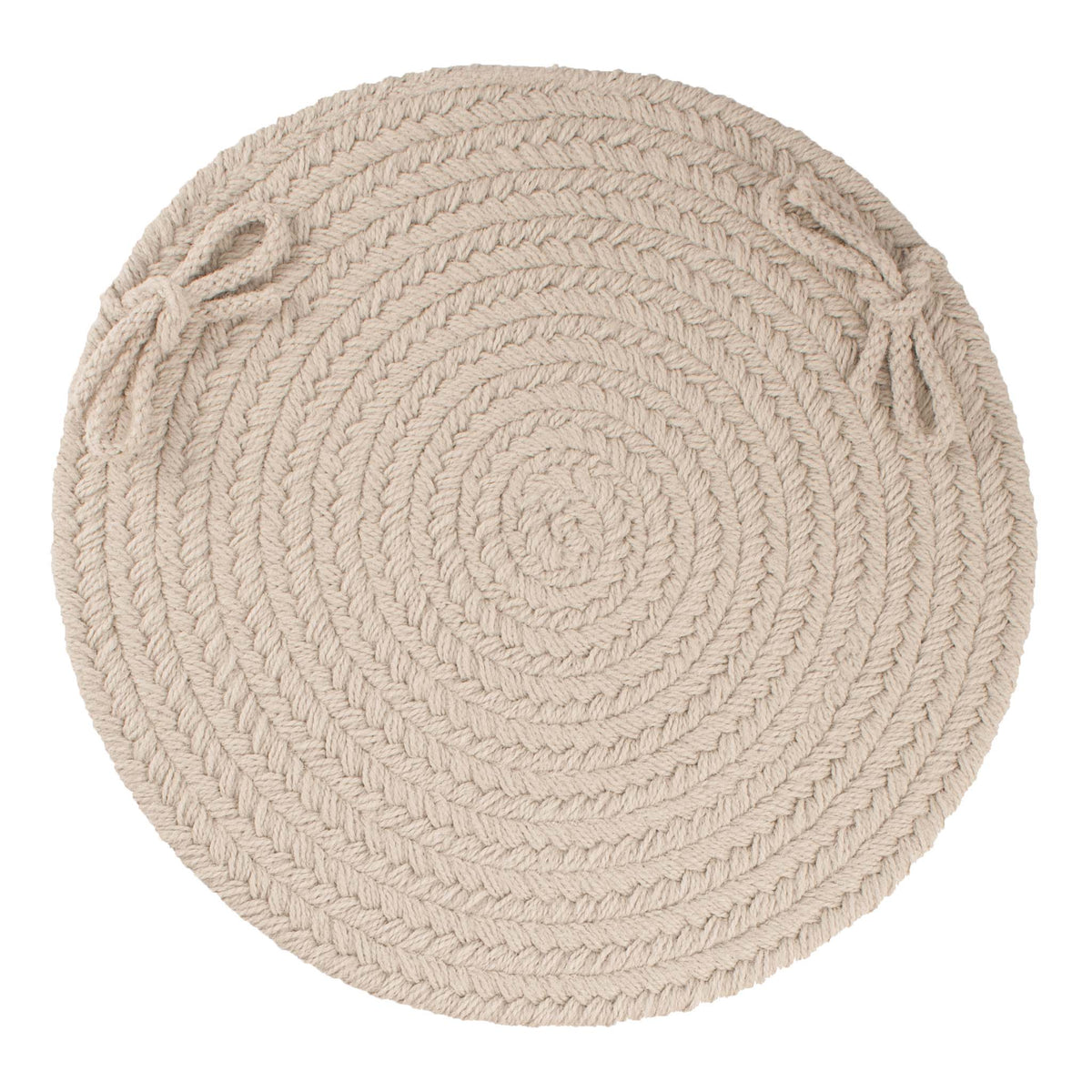 Maui Braided Chair Pad - Pumice Ivory - 15 inch round with ties