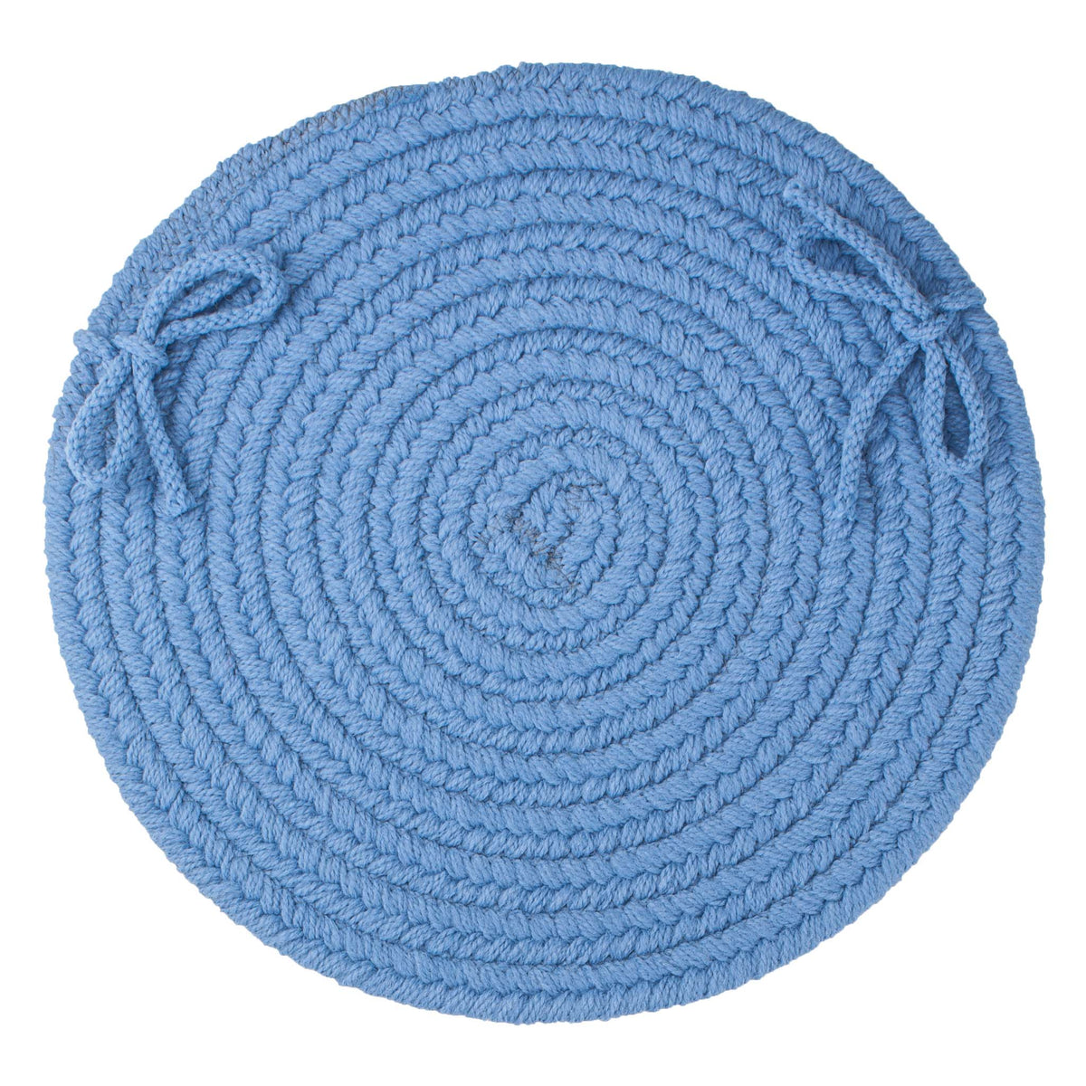 Maui Braided Chair Pad - French Blue - 15 inch round with ties