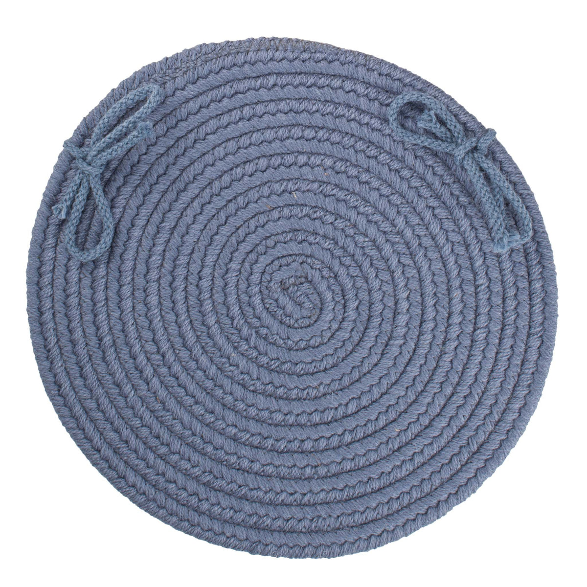 Pura Braided Chair Pad - Sailor Blue - 15 inch round with ties
