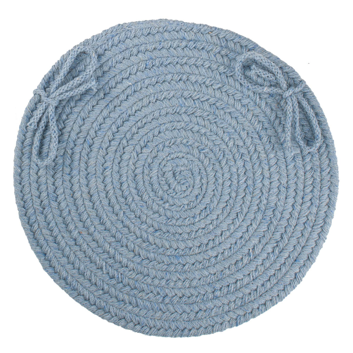 Pura Braided Chair Pad - Bonnet Blue - 15 inch round with ties